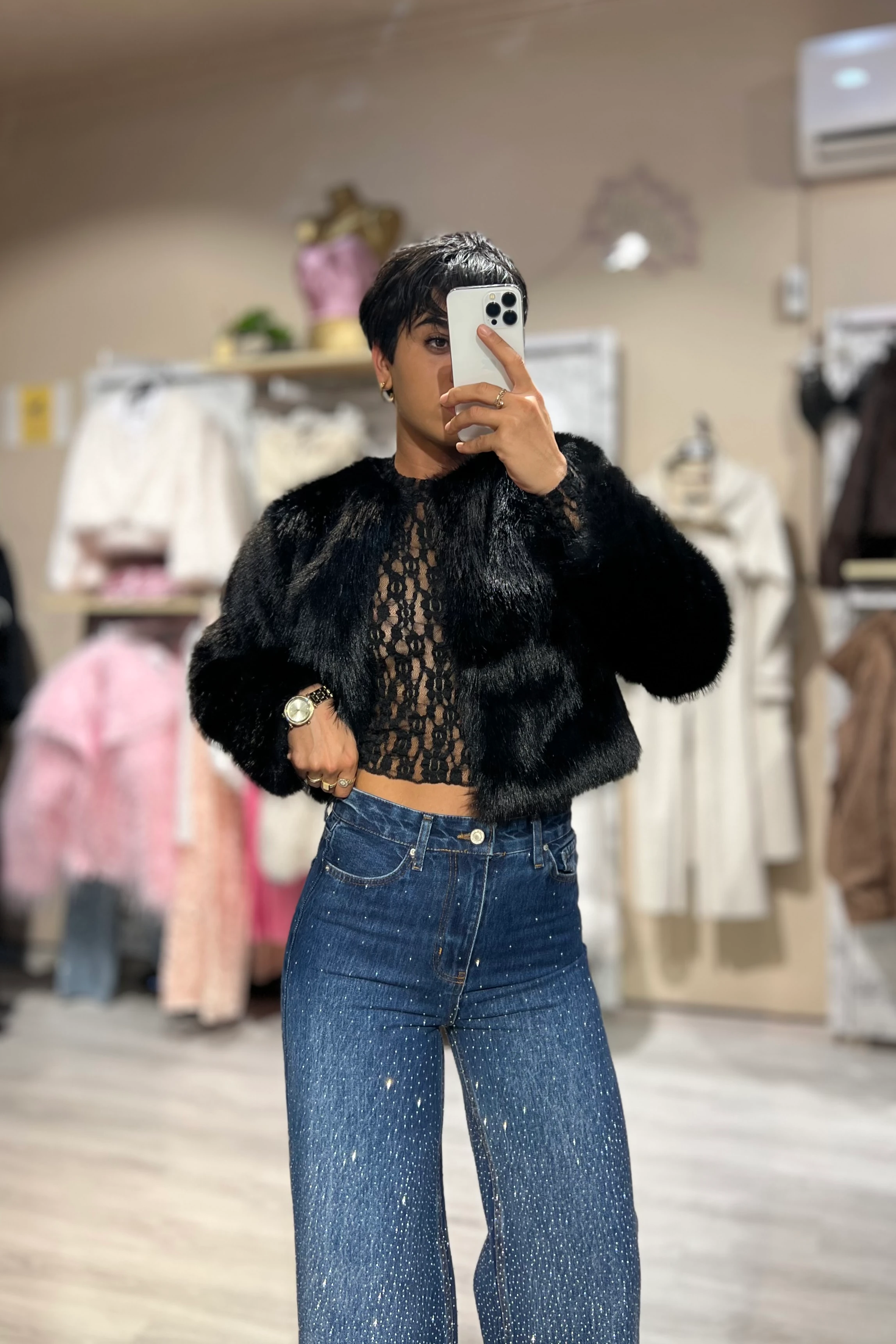 Mavi Ful Taşlı Palazzo Jean Pantolon 