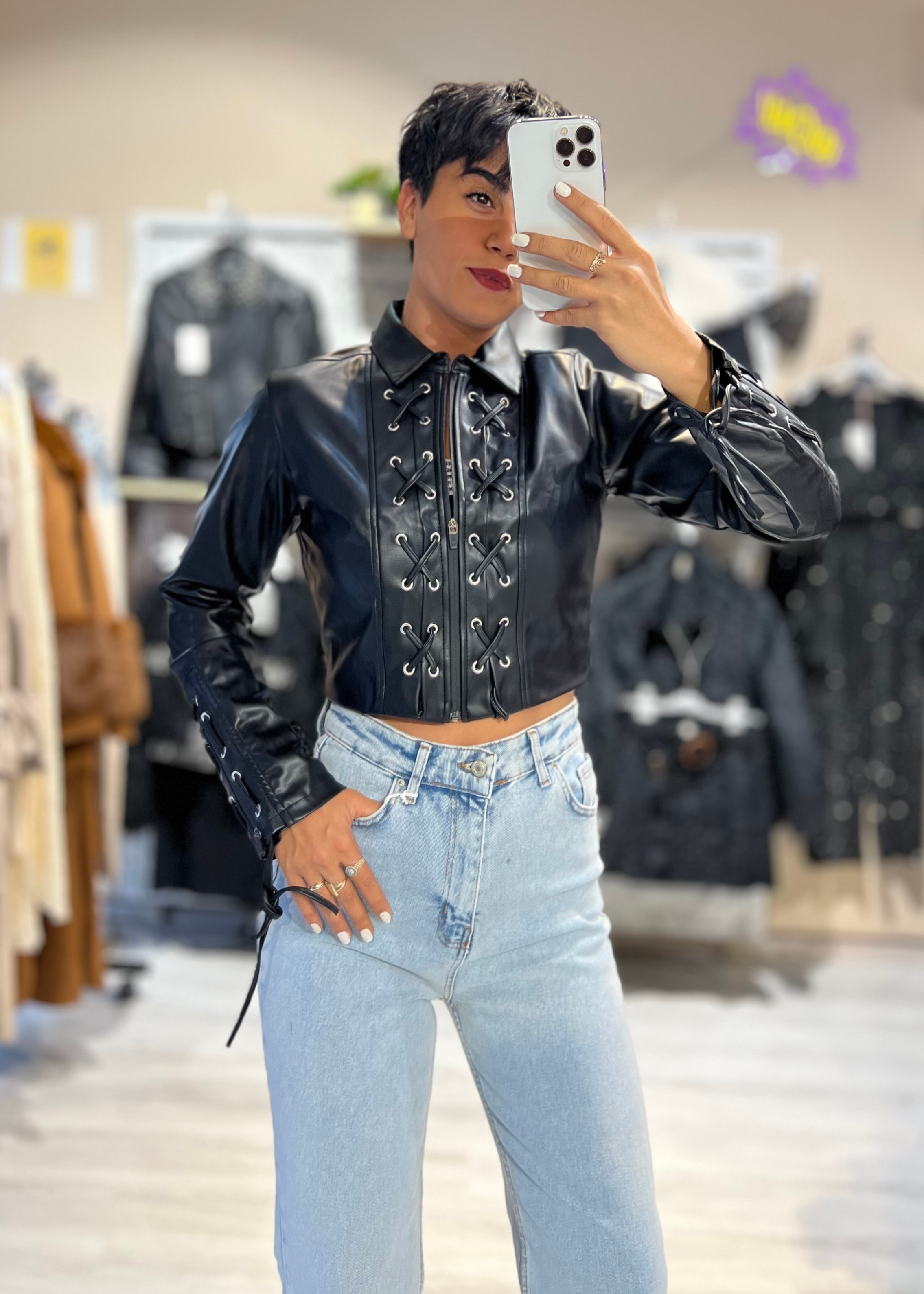 Slim Fit Özel Seri Suni Deri Ceket