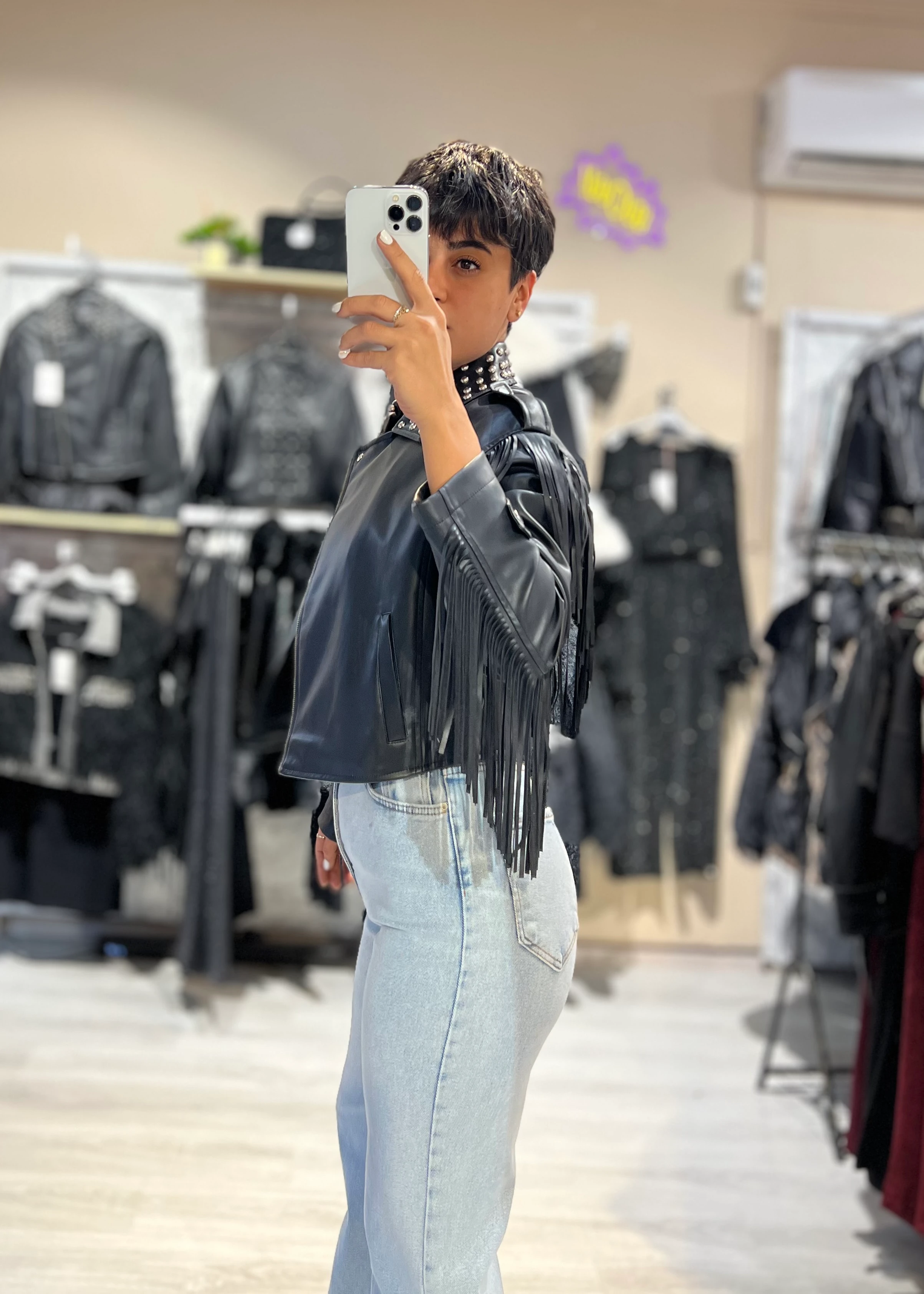 Premium Saçaklı Özel Tasarım Suni Deri Ceket 