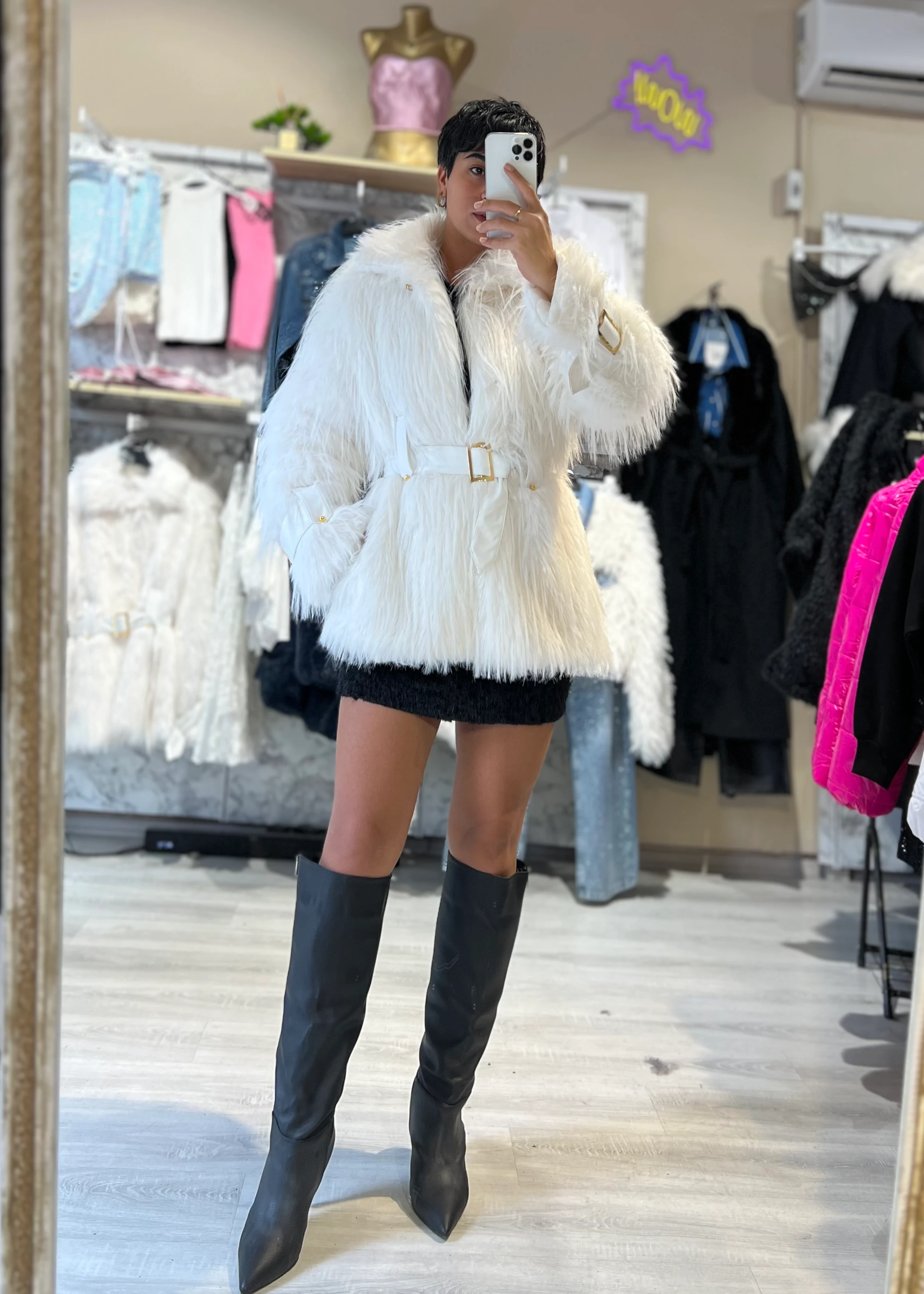 Luxury Kemerli Tasarım Kürk Mont