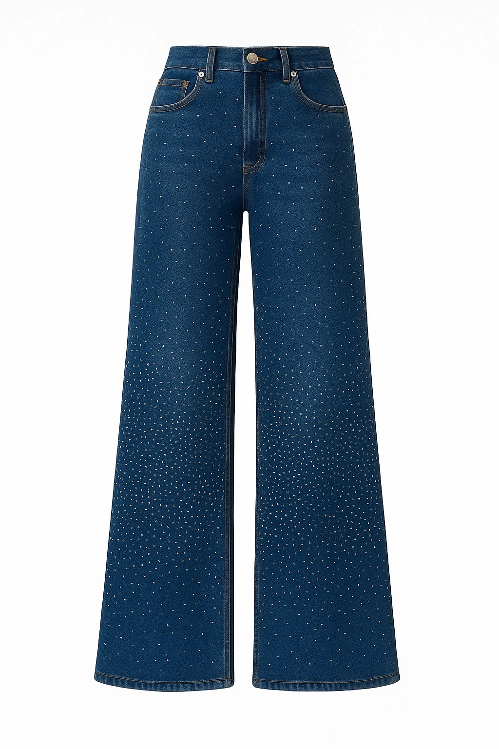 Mavi Ful Taşlı Palazzo Jean Pantolon 