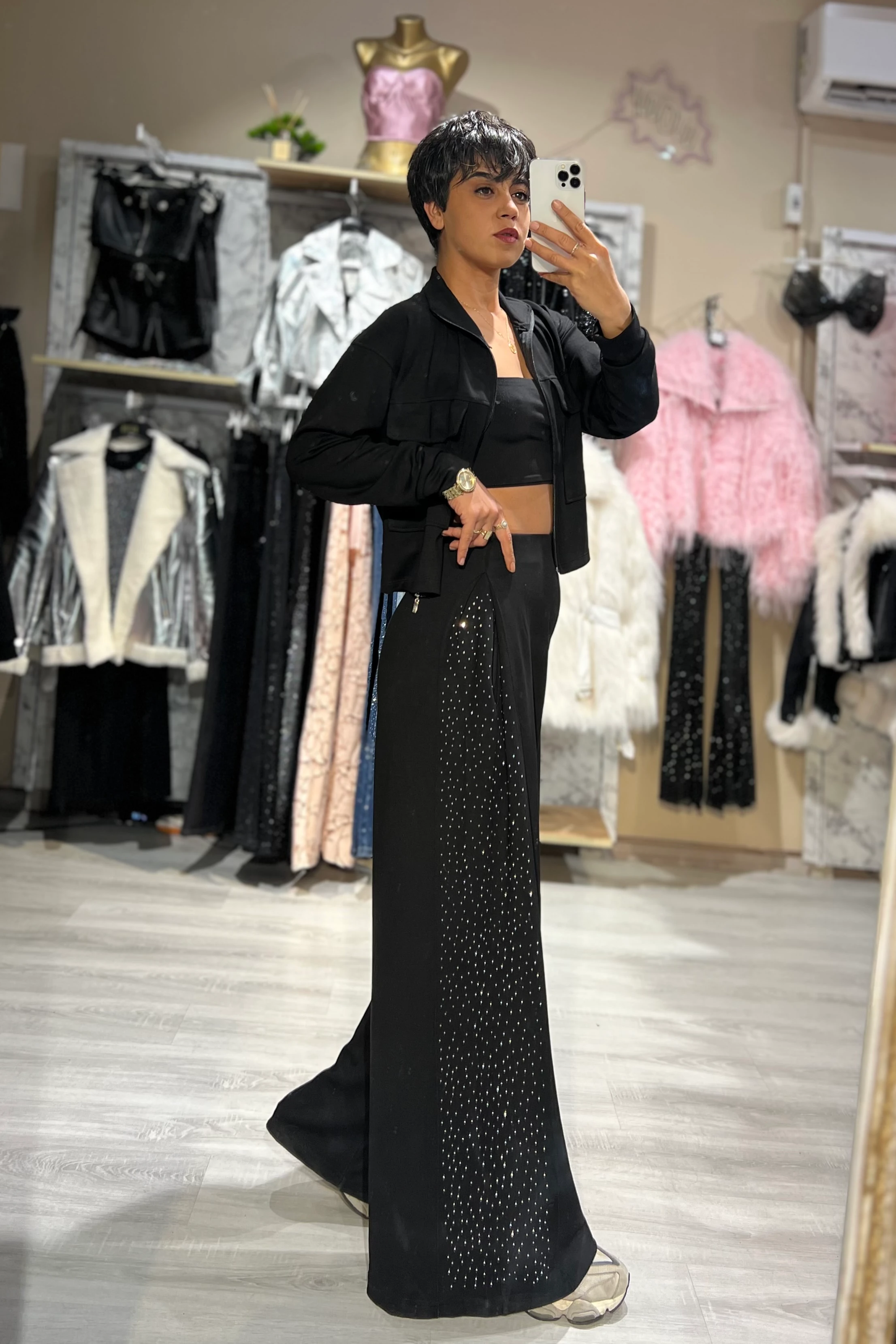 Black Shine Luxe Taşlı Takım