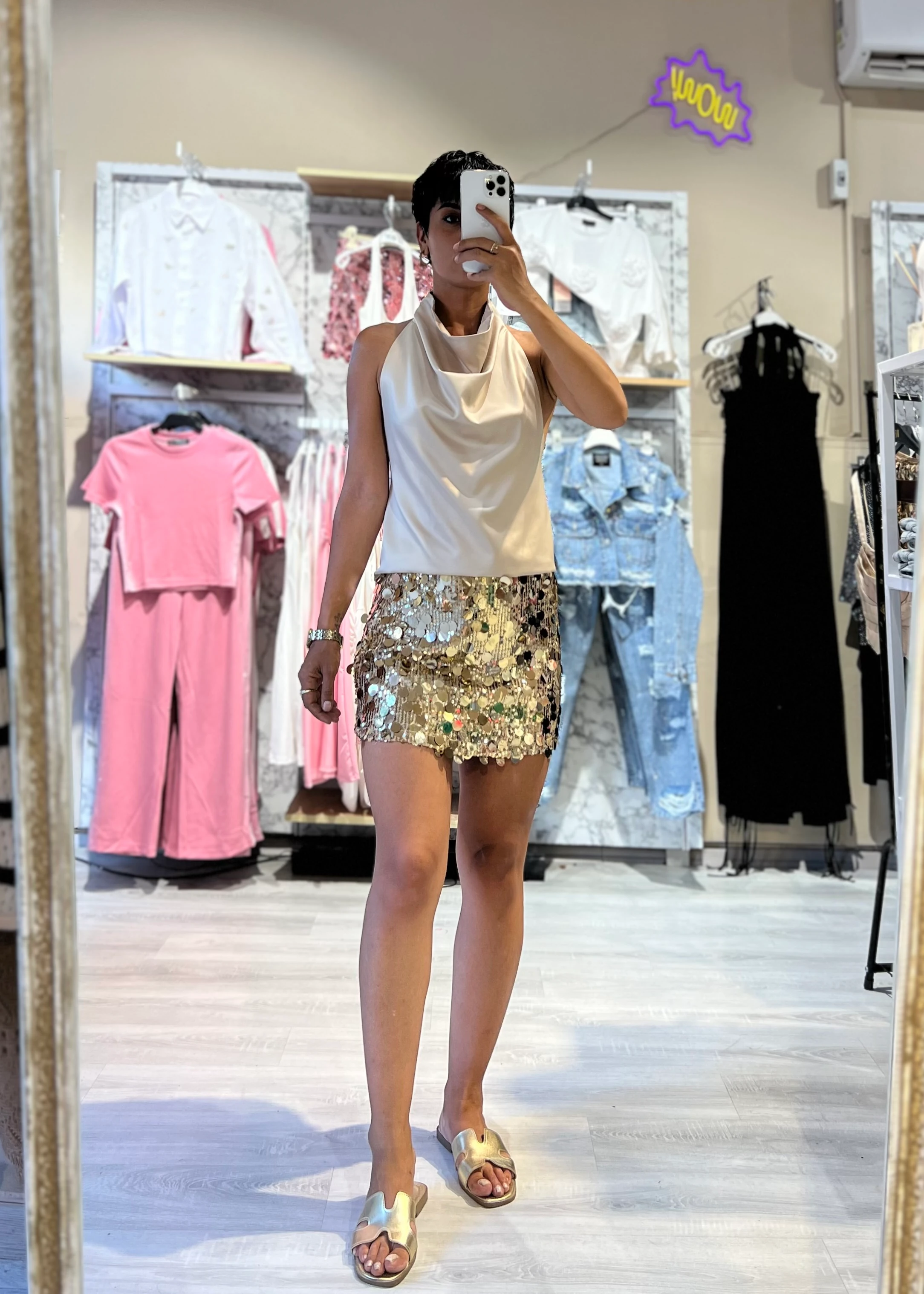 Aria PulPayet Marka Model Mini Etek - GOLD