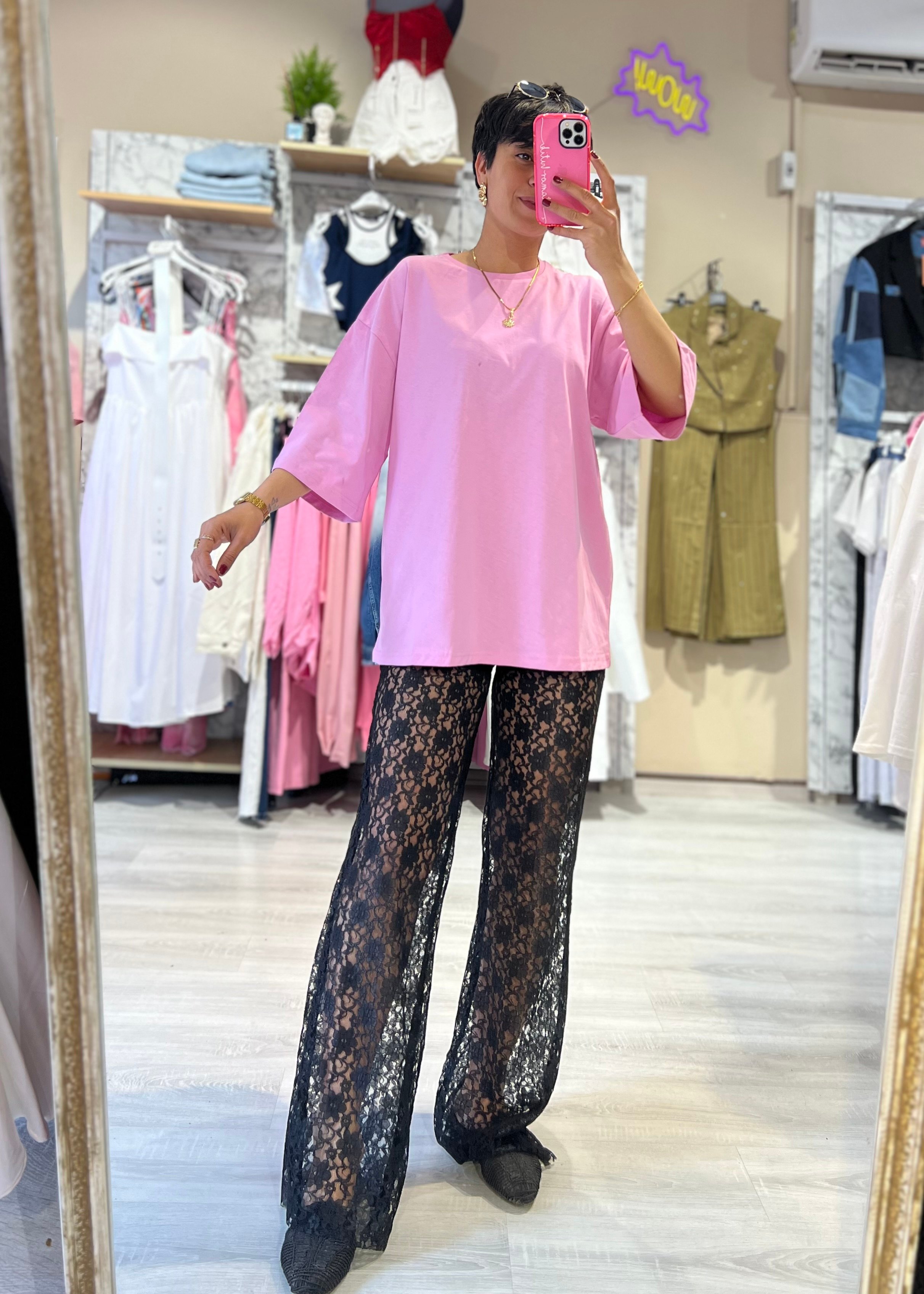 Oversize Bisiklet Yaka Fakir Kol Tişört