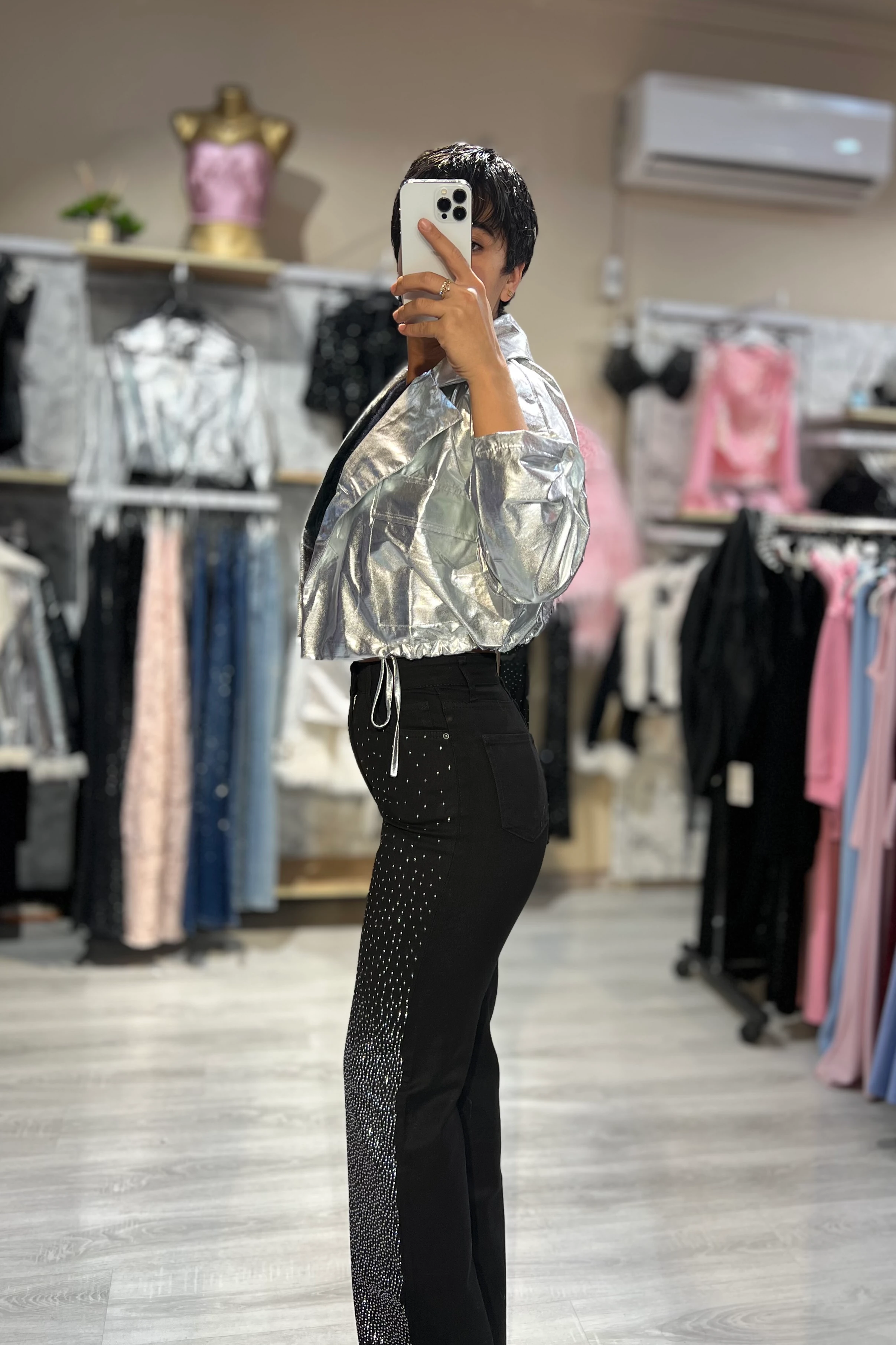 Glowline Straight Fit Taşlı Jean Pantolon 