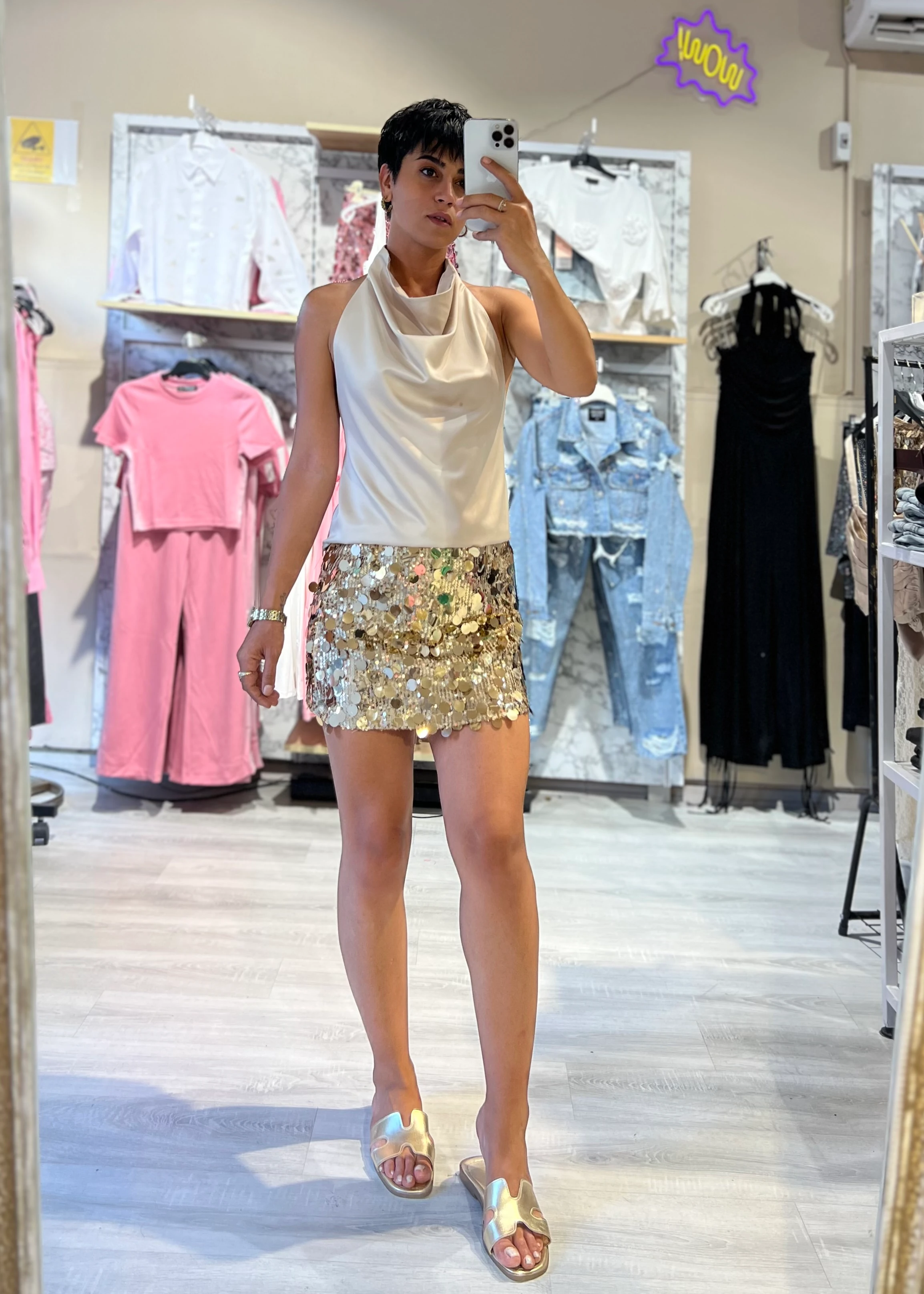 Aria PulPayet Marka Model Mini Etek - GOLD