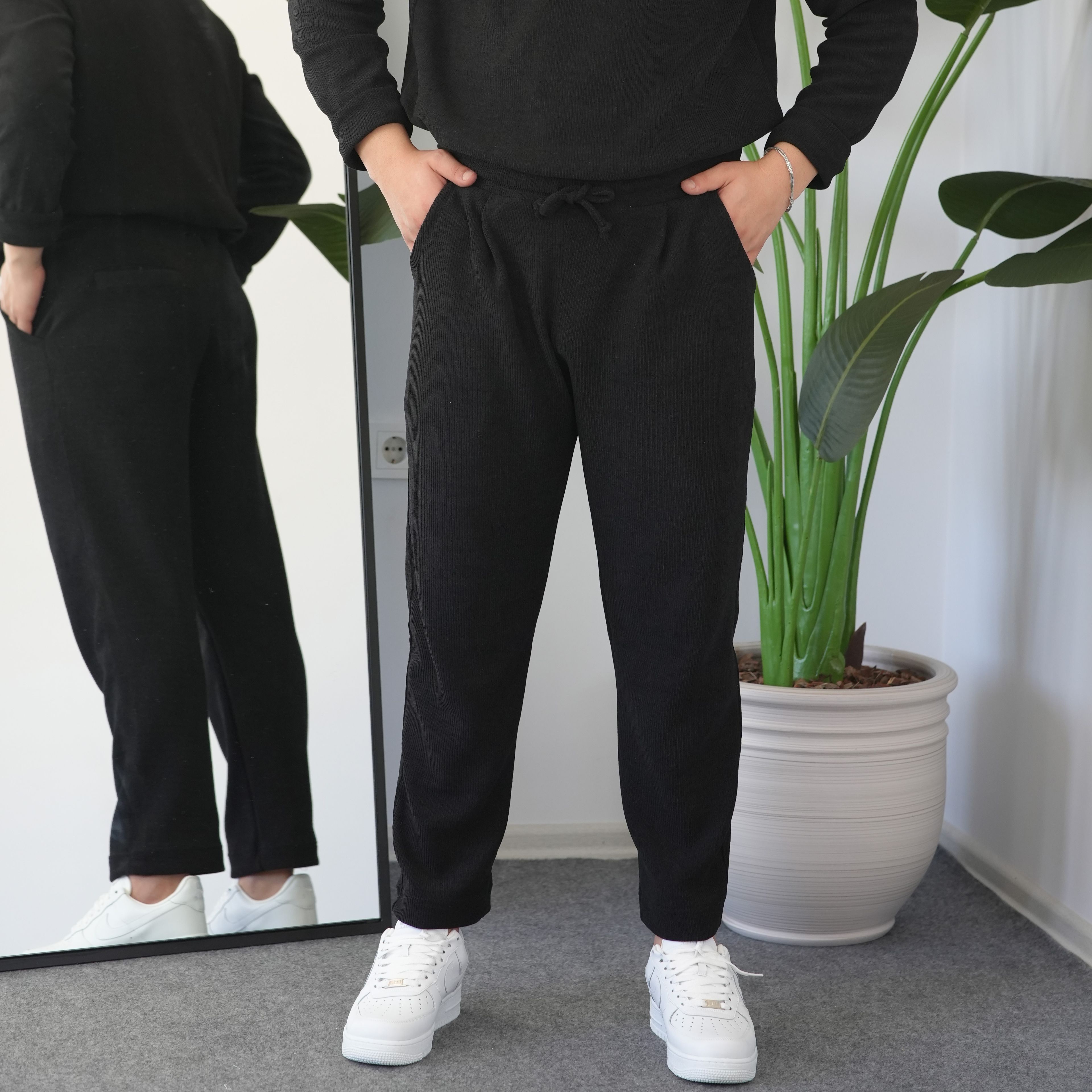 Elegance Doku Jogger Pantolon - Siyah