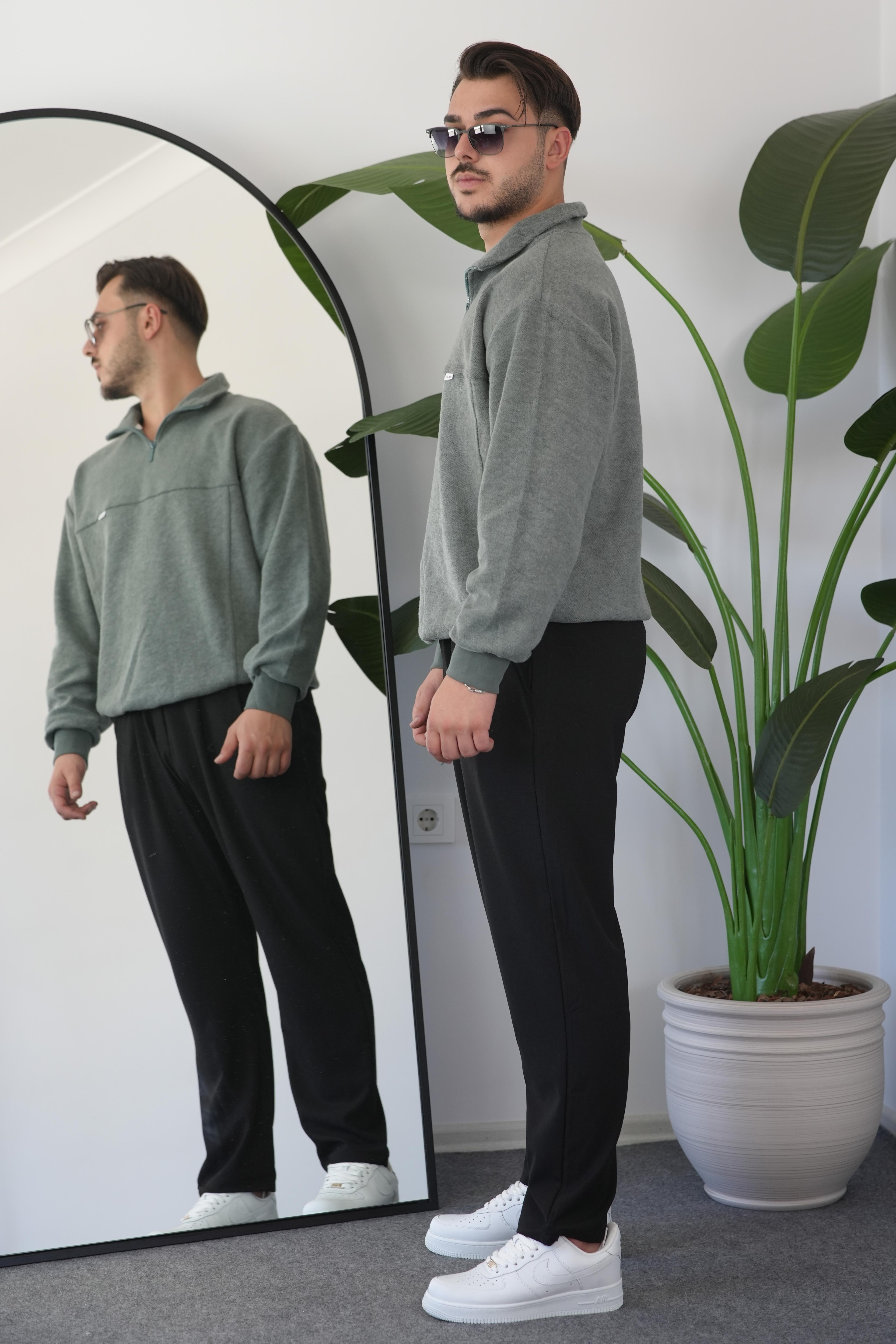 Sweatshirt Yarım Fermuar Oversize