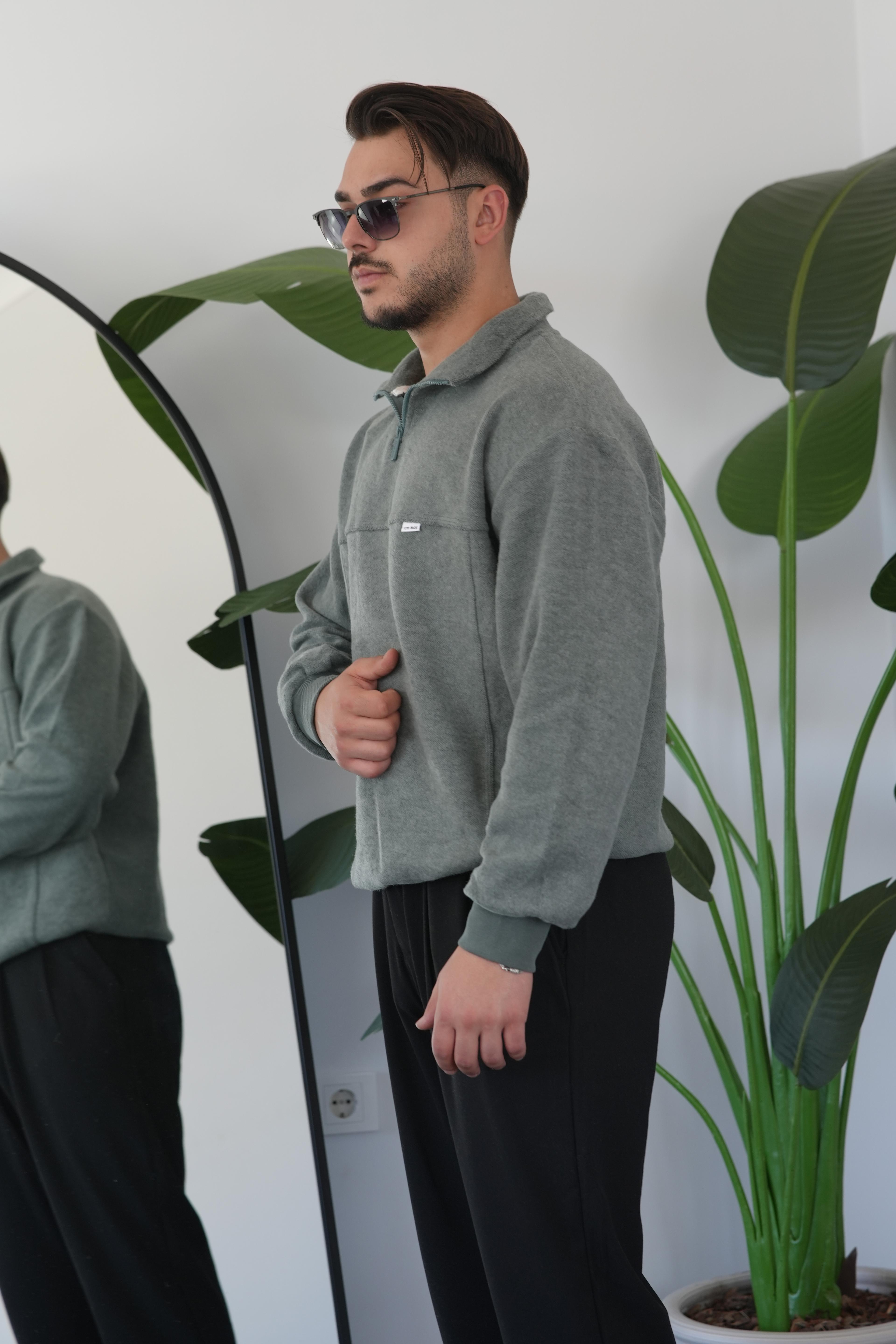 Sweatshirt Yarım Fermuar Oversize