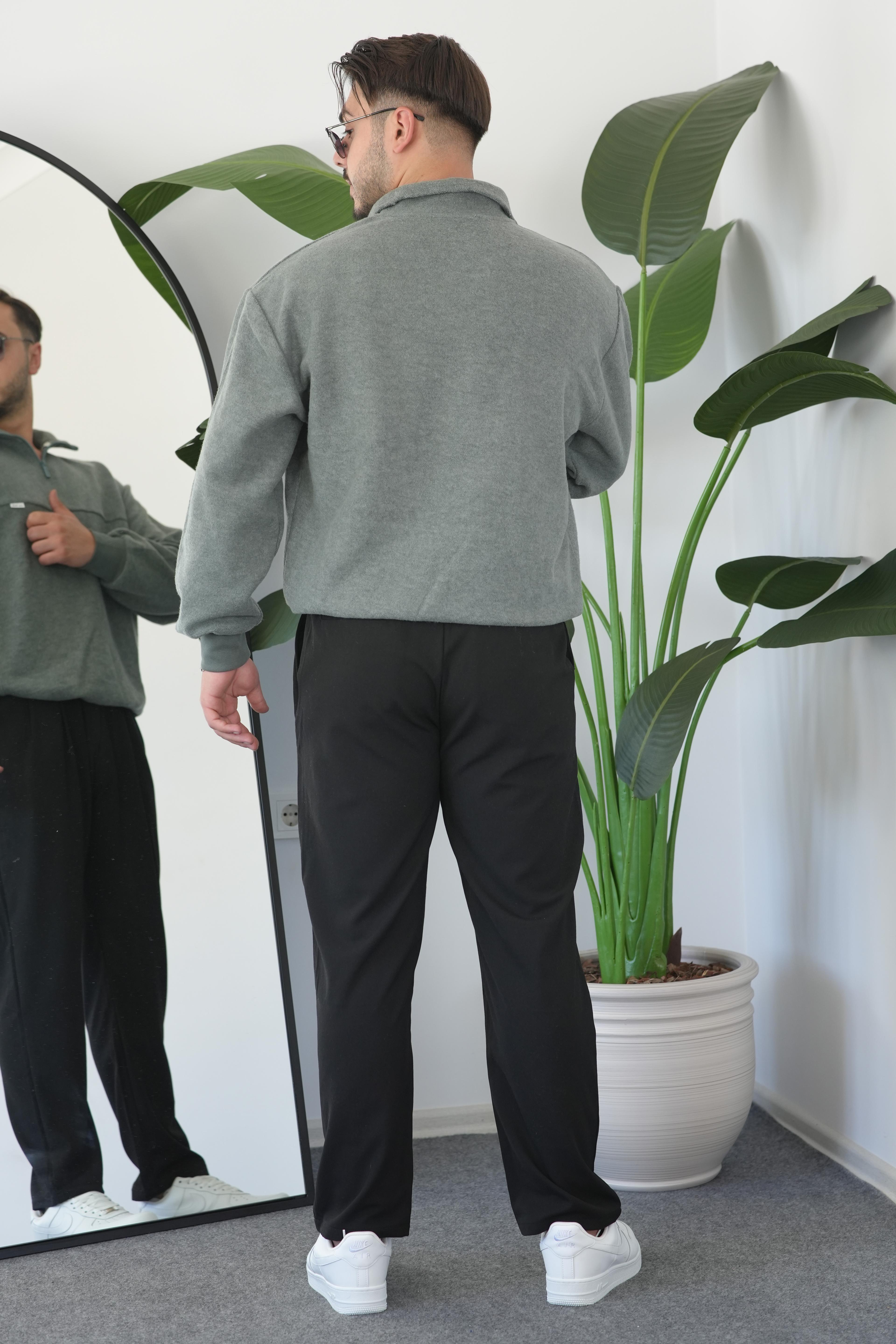 Sweatshirt Yarım Fermuar Oversize