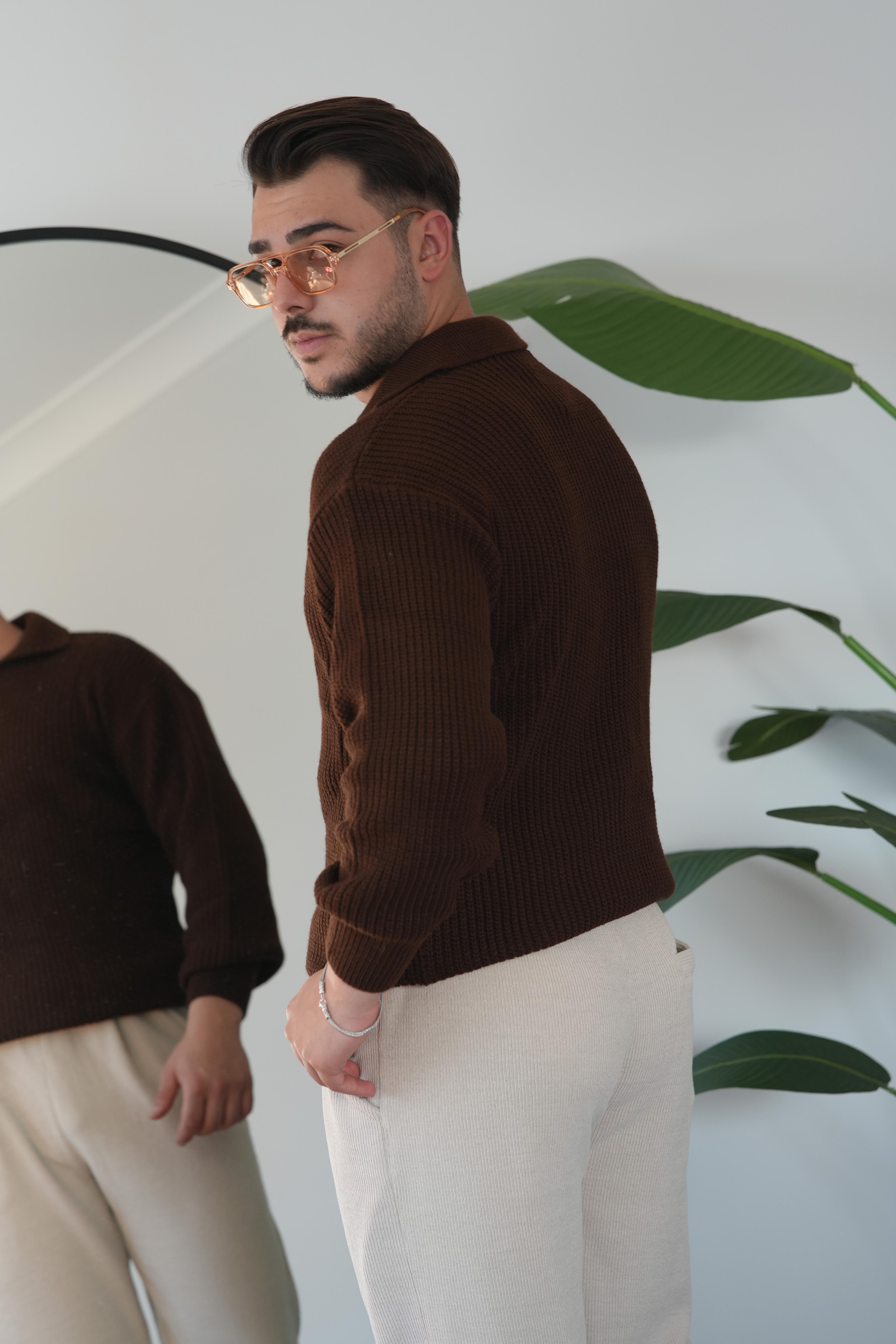 Fermuarlı Polo Yaka Triko