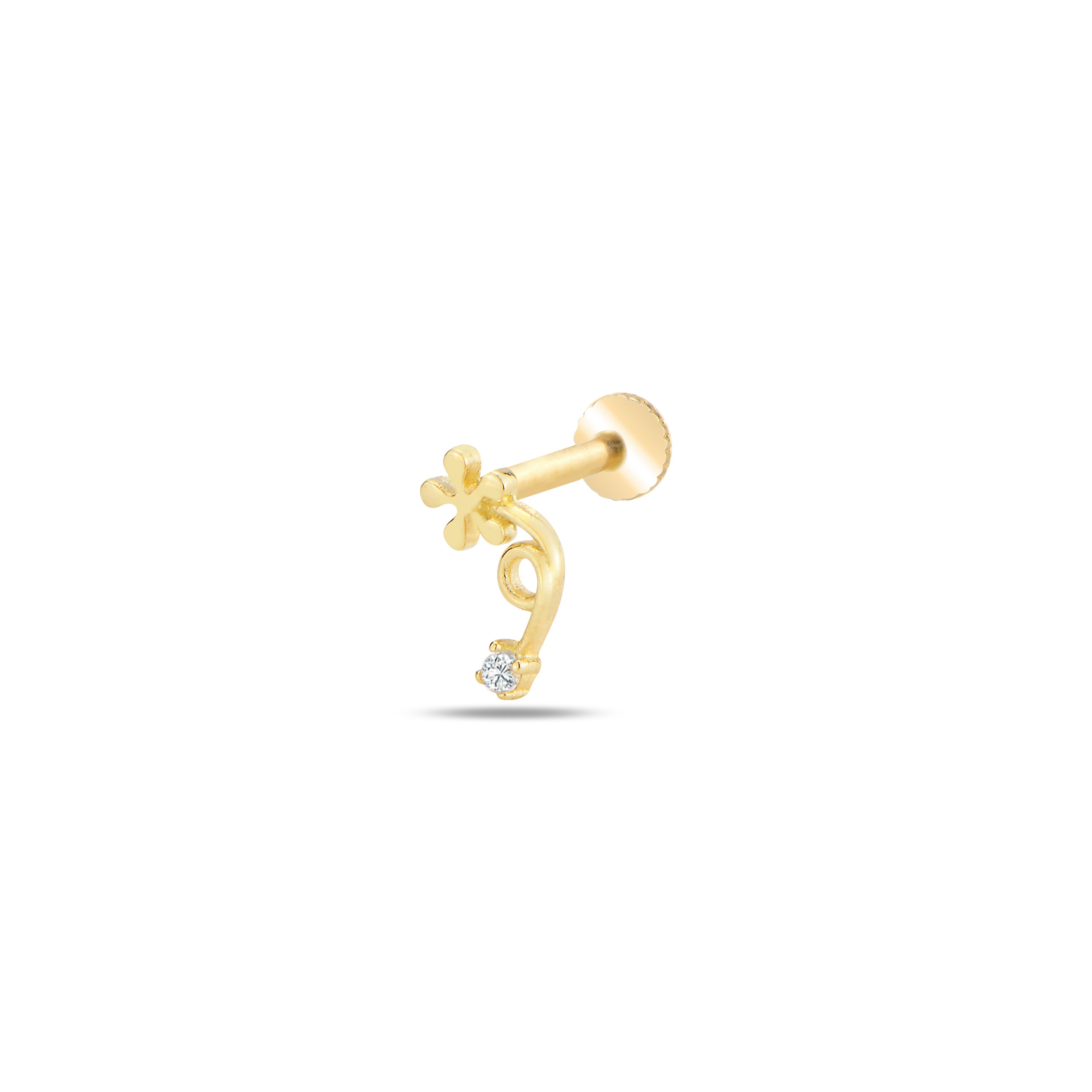 Minimal çiçek tasarım piercing