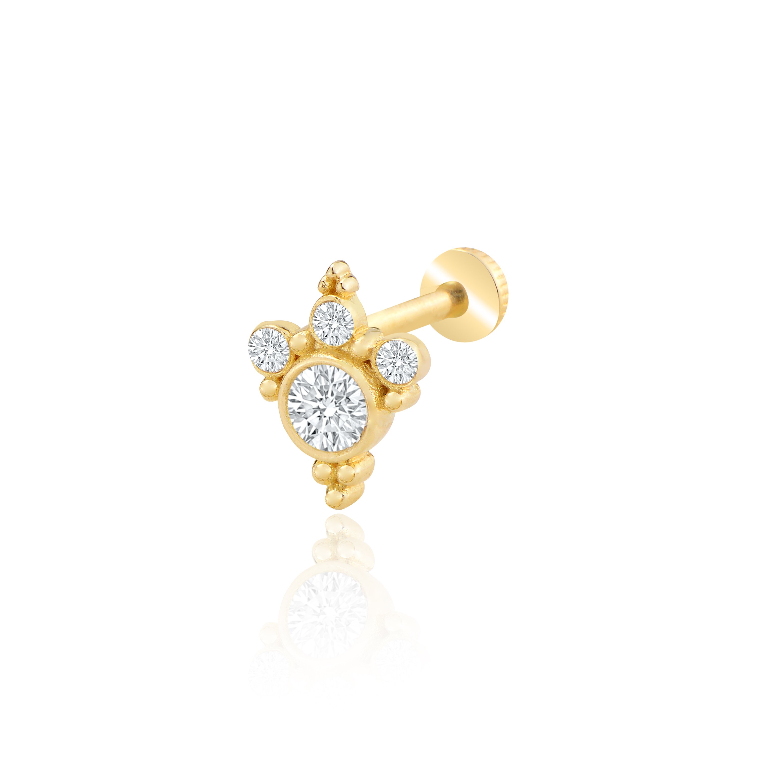 Tasarım taşlı tragus piercing