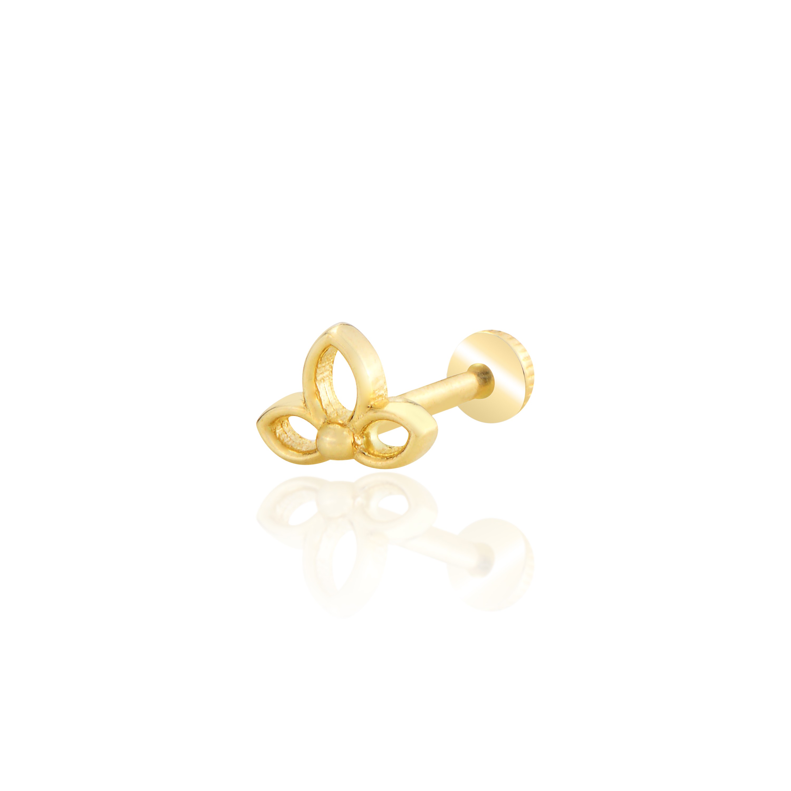 3 Yaprak taşsız tragus piercing - sarı altın
