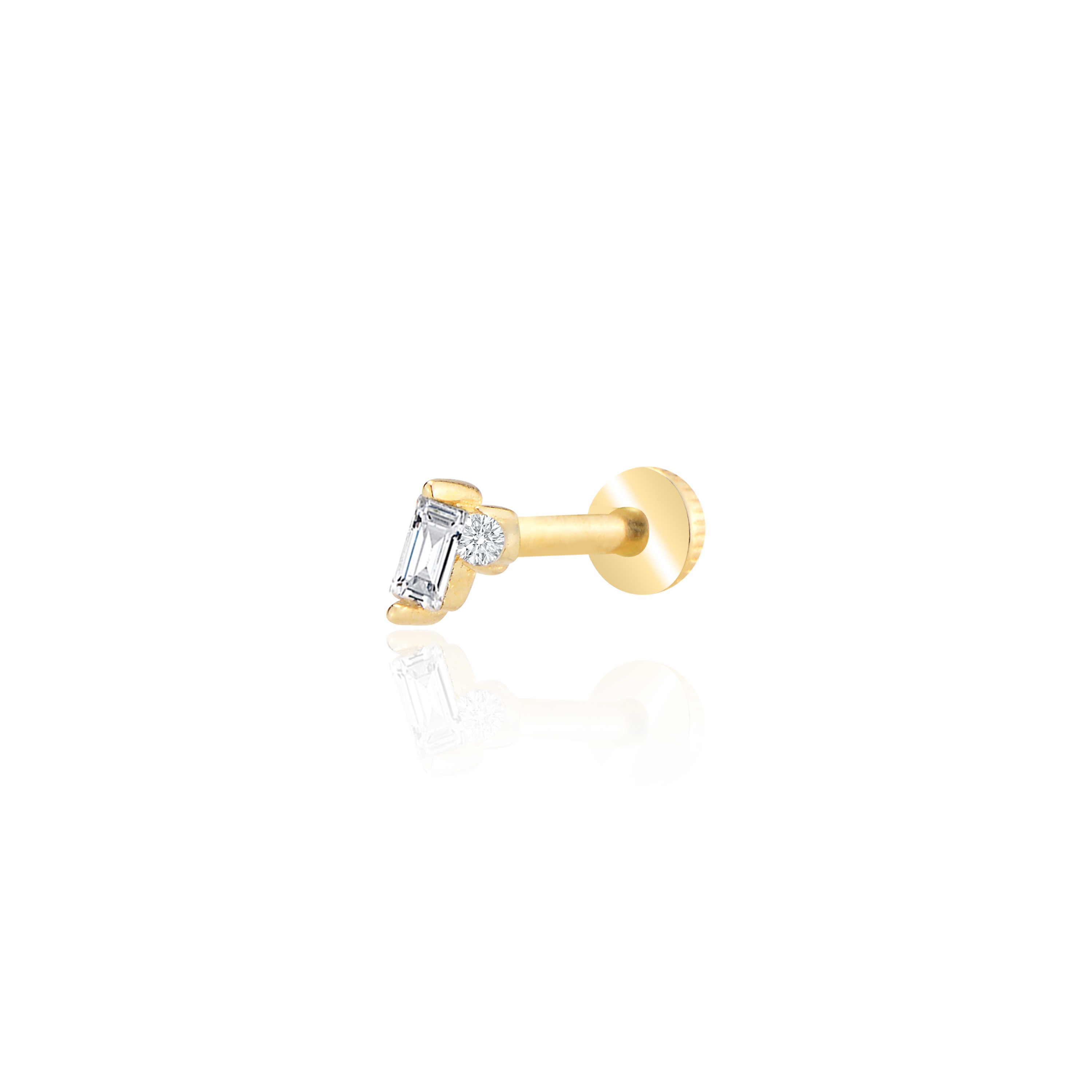 Tek baget taşlı tragus piercing
