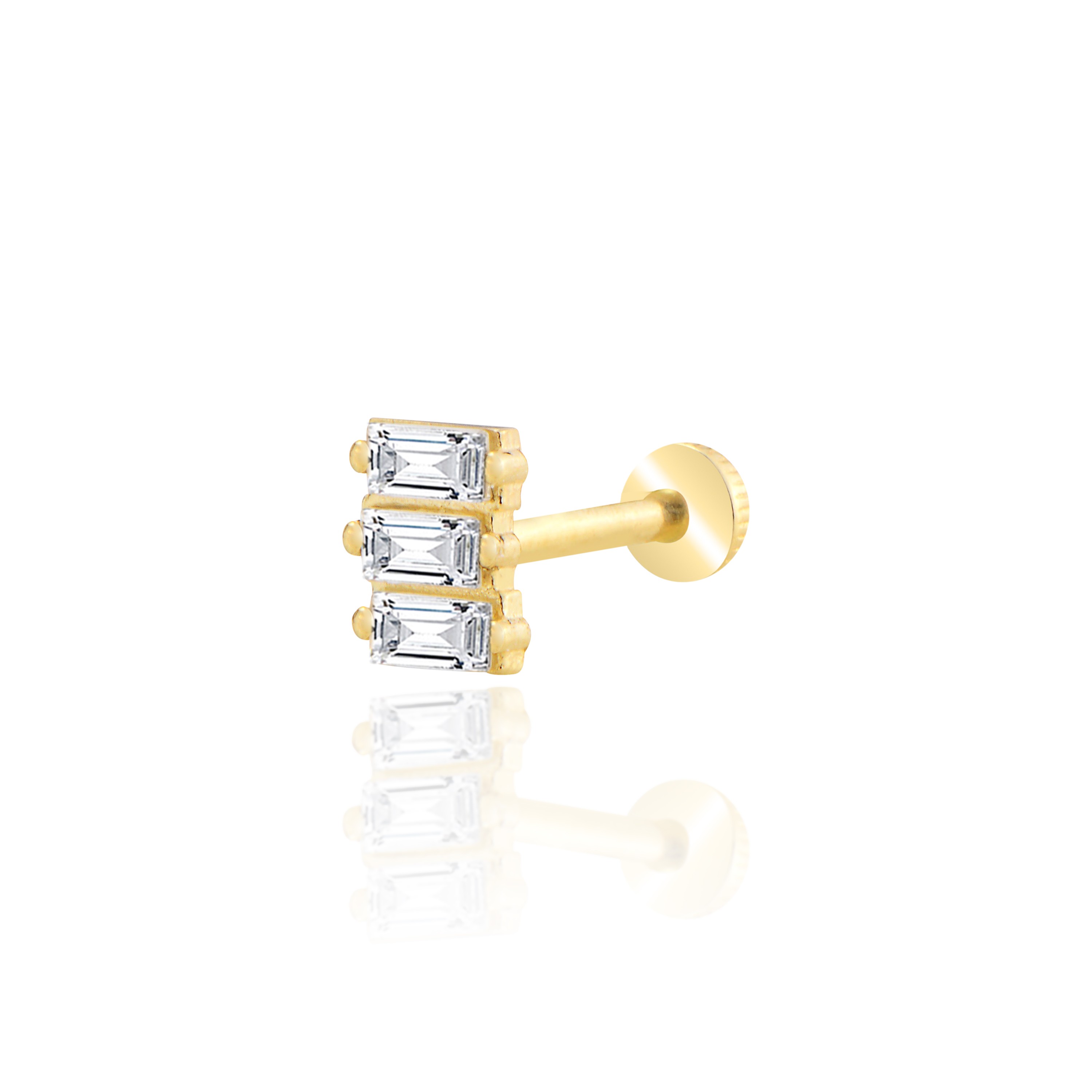 3 lü baget sıralı tragus piercing - sarı altın