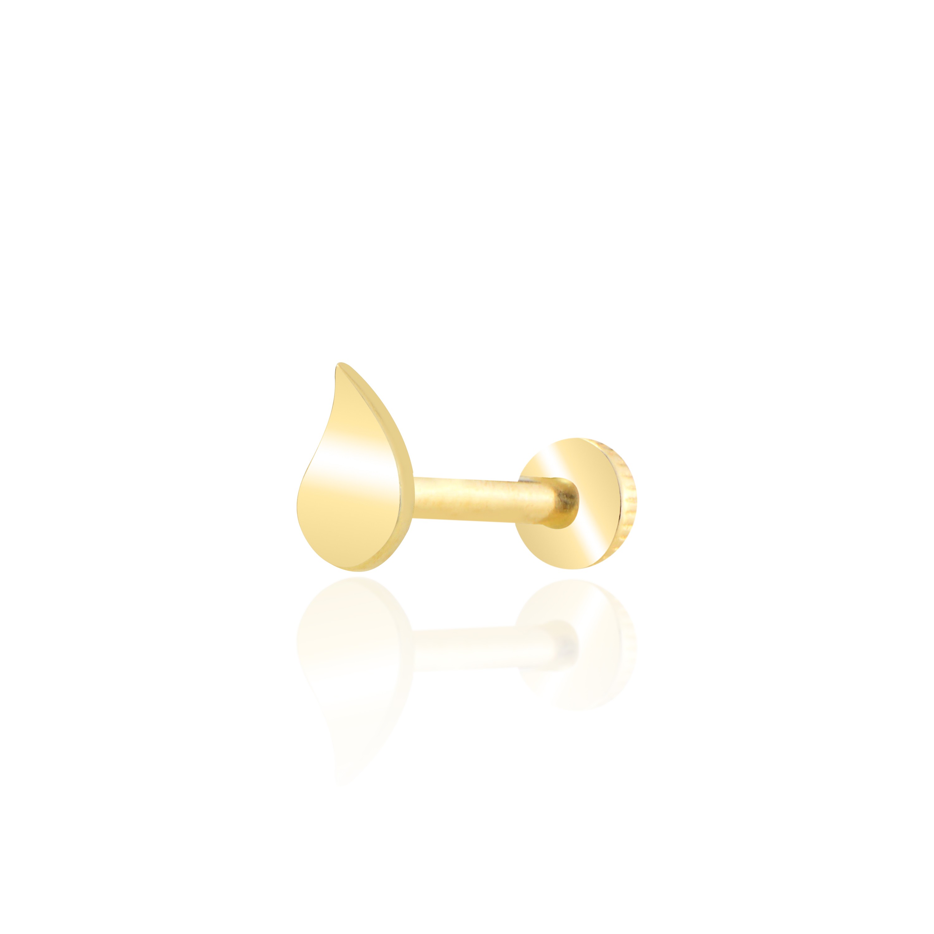 Taşsız damla tragus piercing - sarı altın