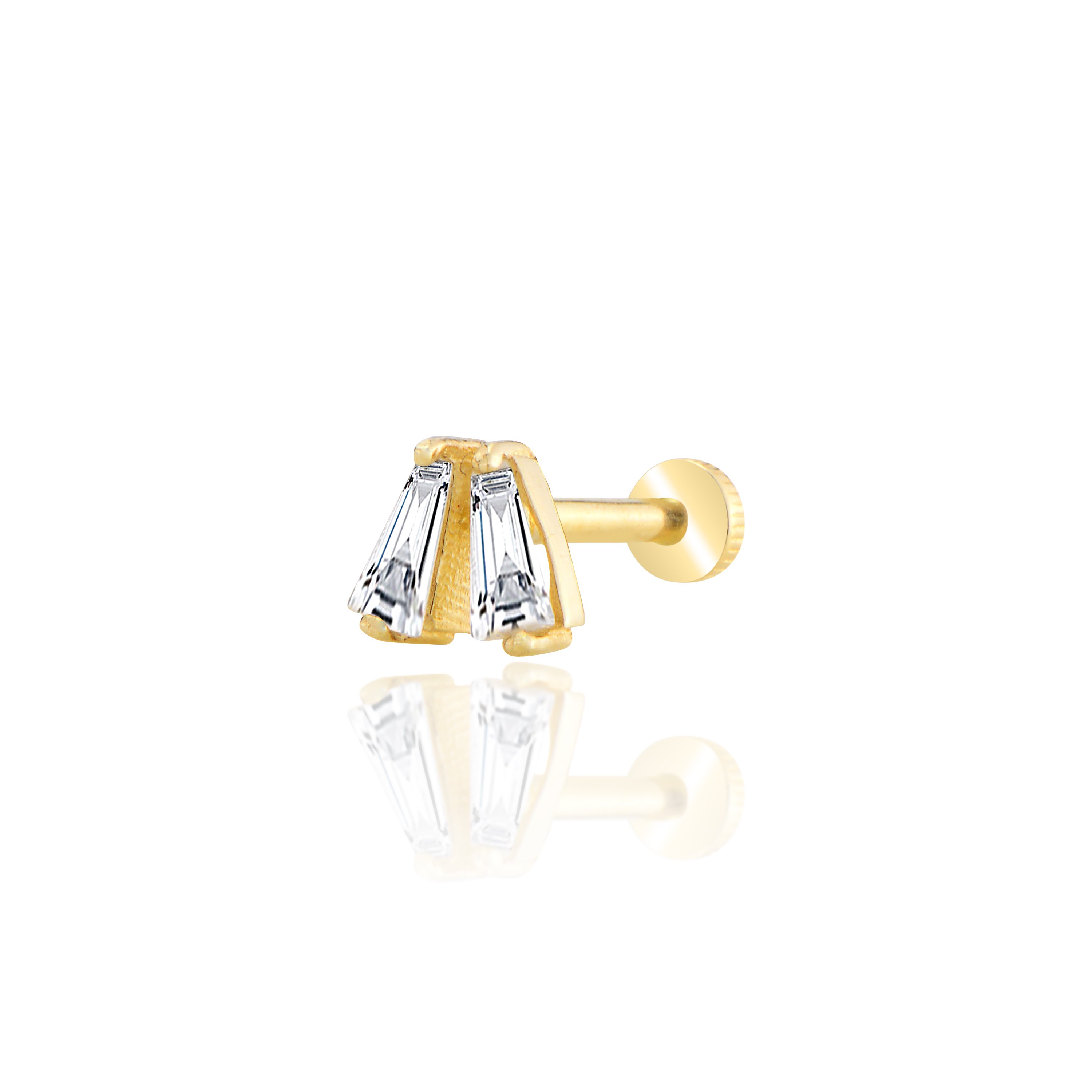 2 li baget tragus piercing - sarı altın