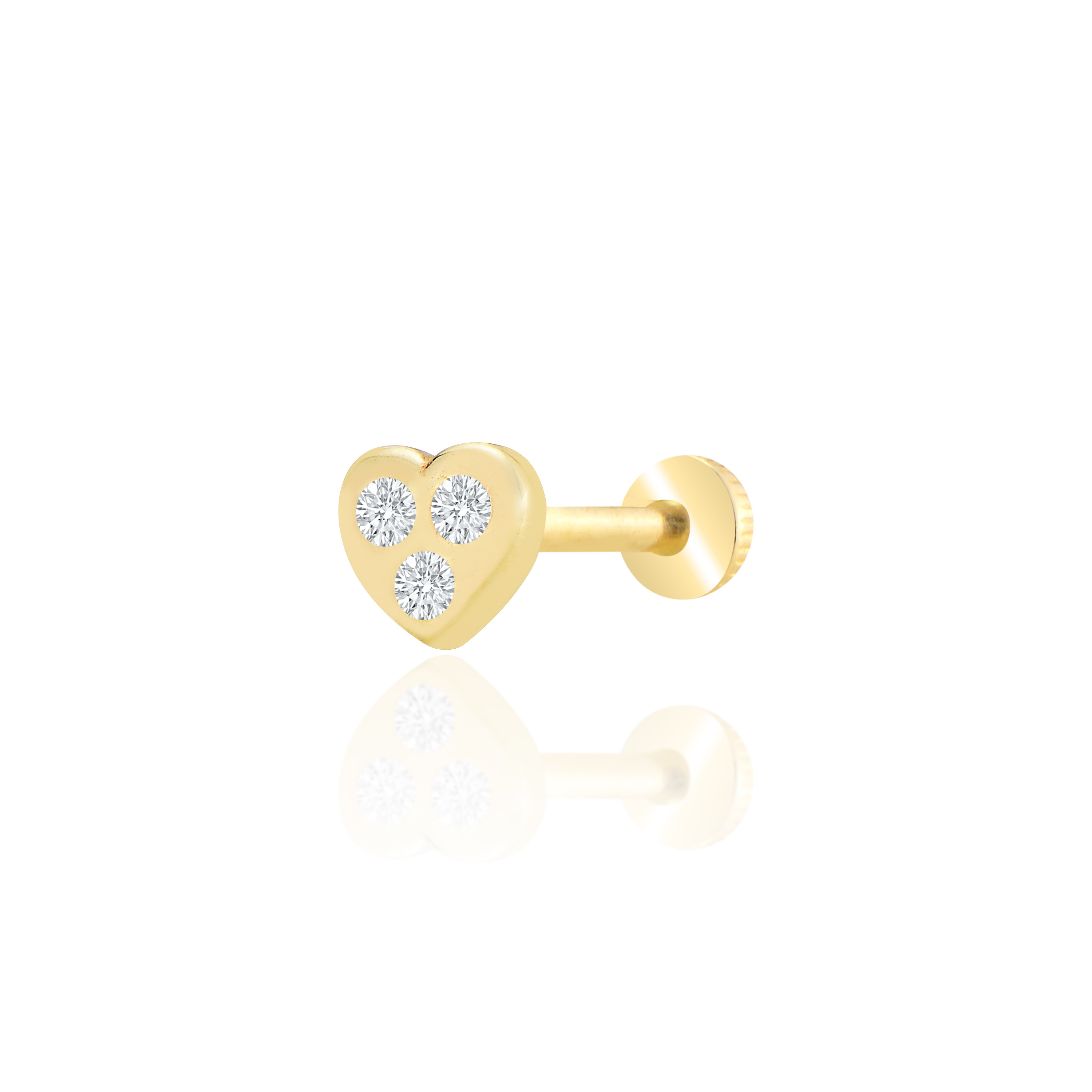 Kalp tragus piercing - sarı altın