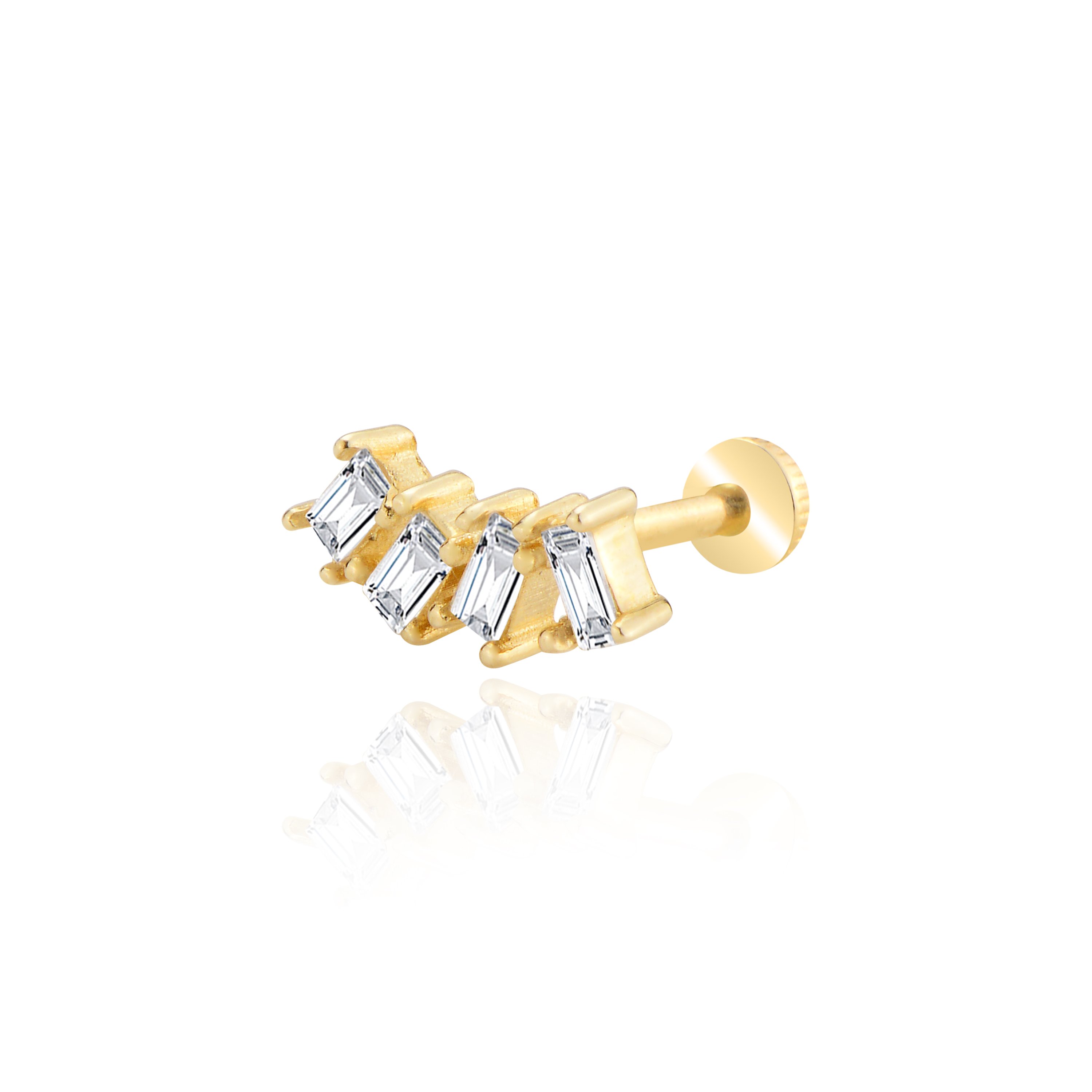 Sıralı baget taş piercing