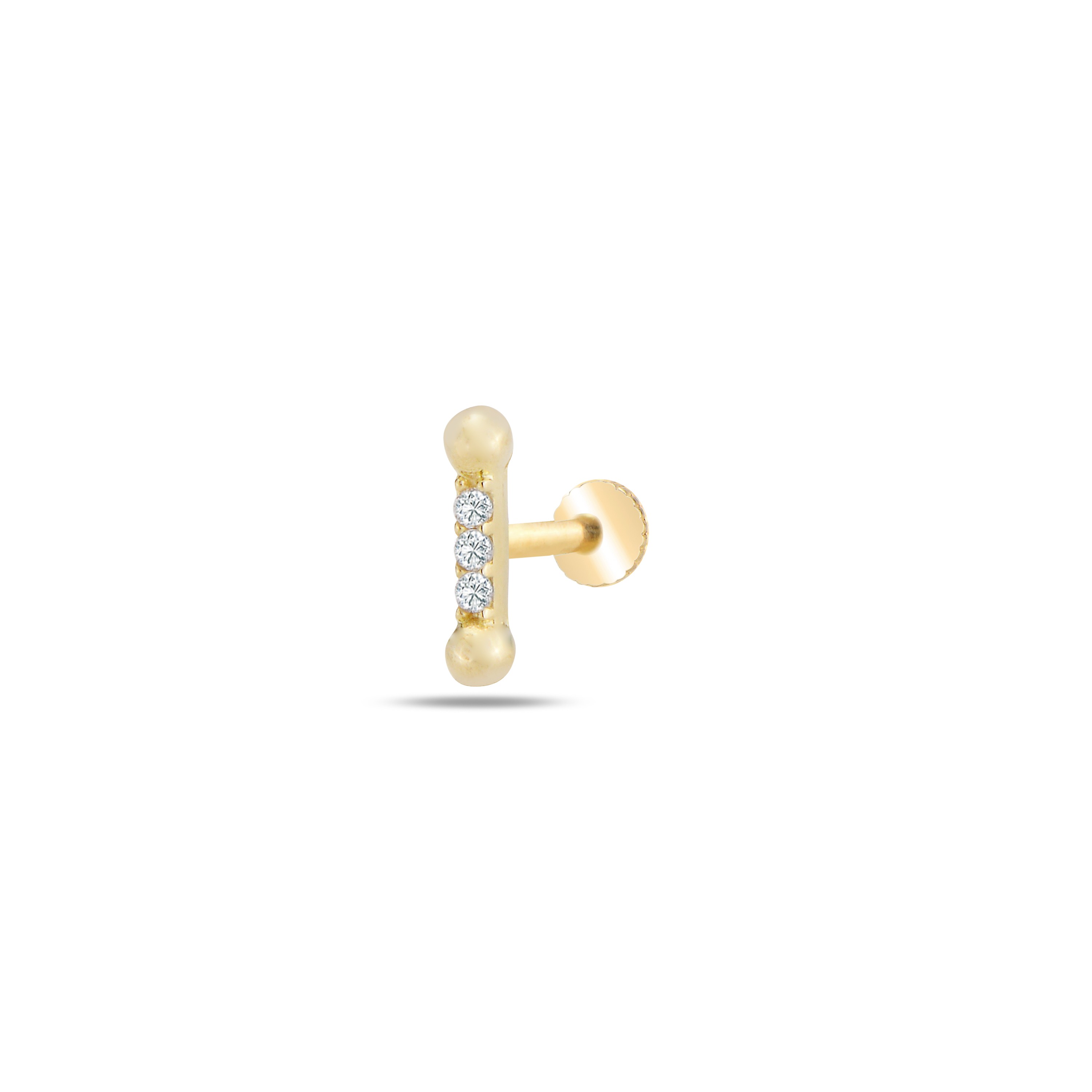 Tasarım taşlı tragus piercing