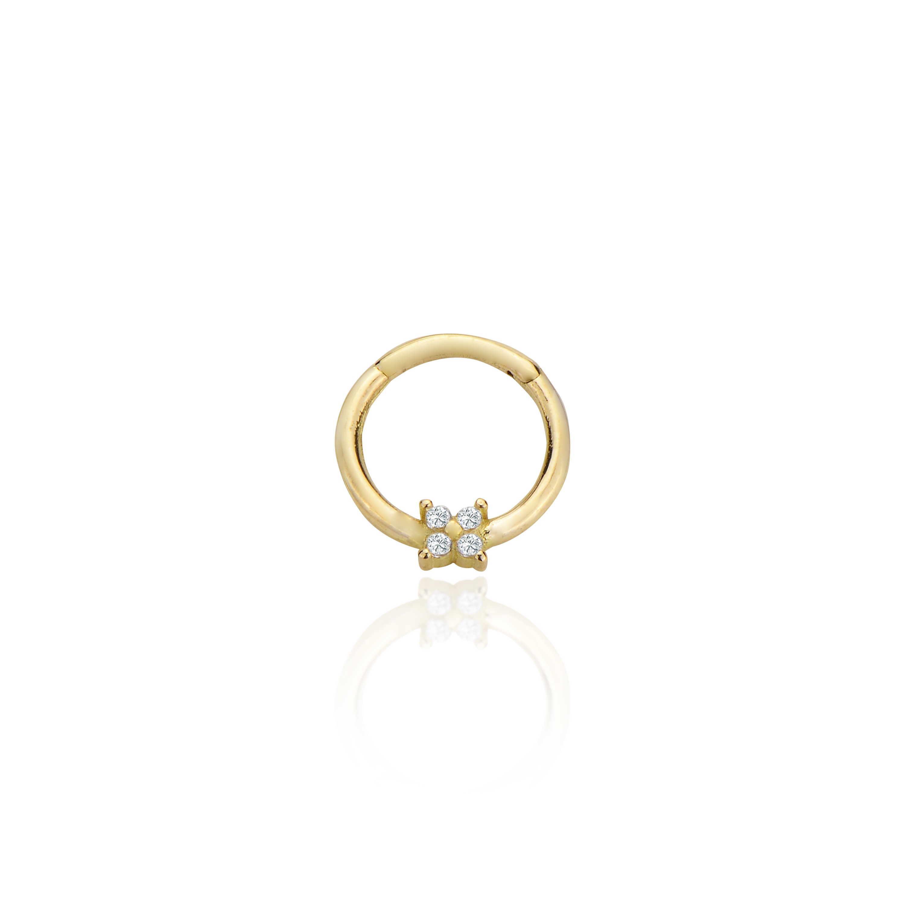 Taşlı minimal çiçek helix piercing