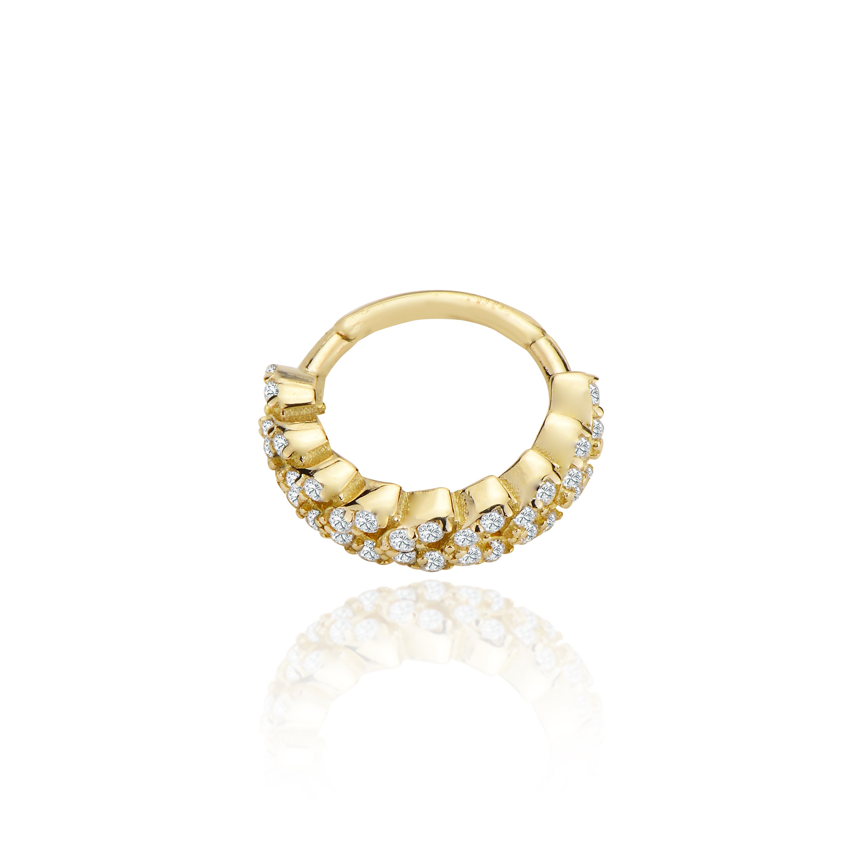 Tasarım taşlı helix piercing