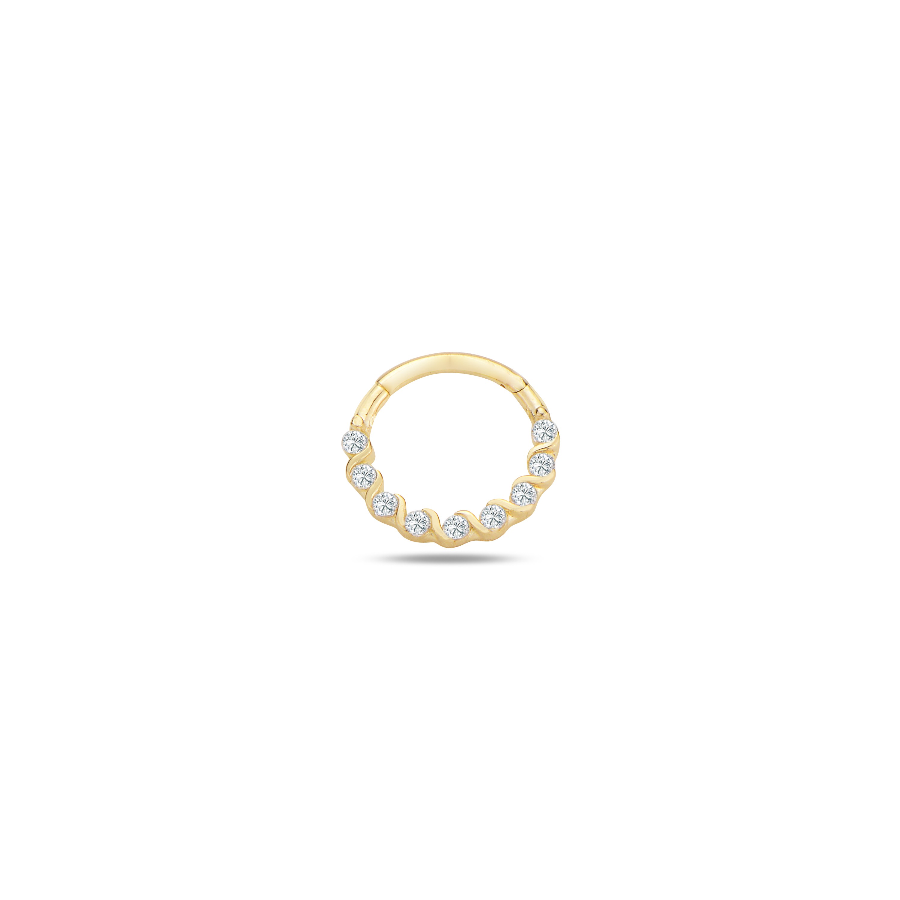 Taşlı halka helix piercing