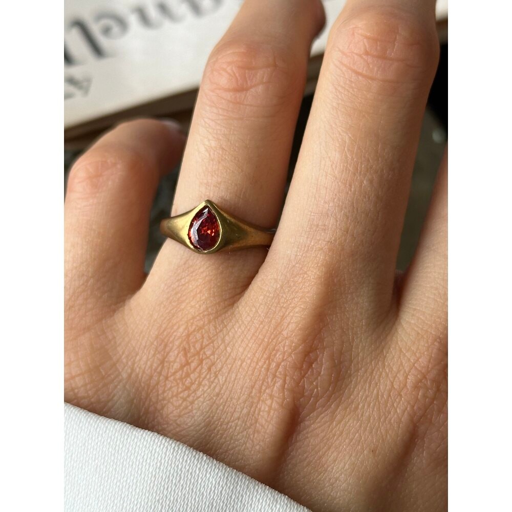 Garnet damla yüzük