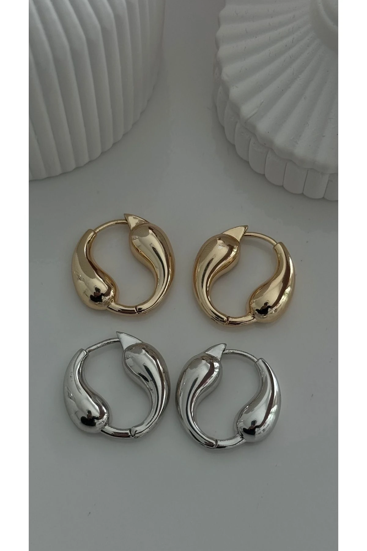 Çelik Ying Yang Küpe