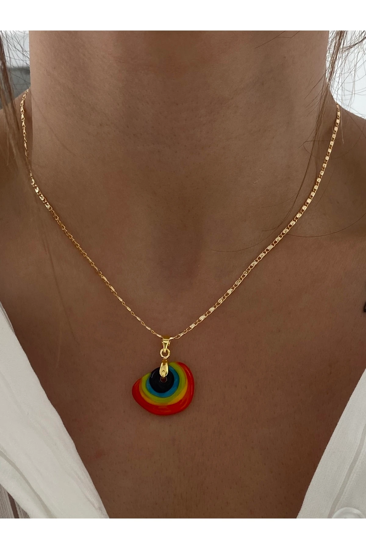 Cam Murano Gökkuşağı Kolye