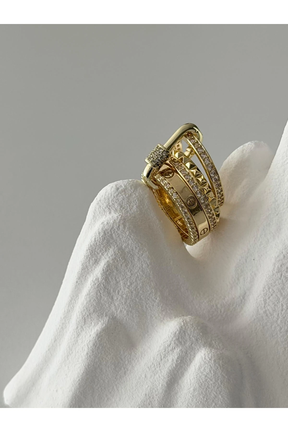 Çelik İthal Özel Tasarım Gold Marka Yüzük