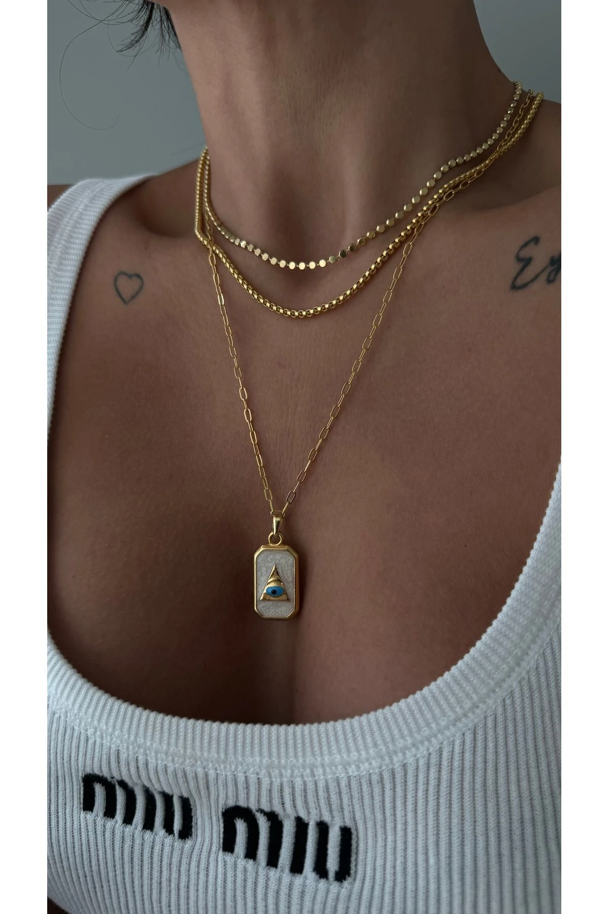 Çelik Evil Eye Kolye