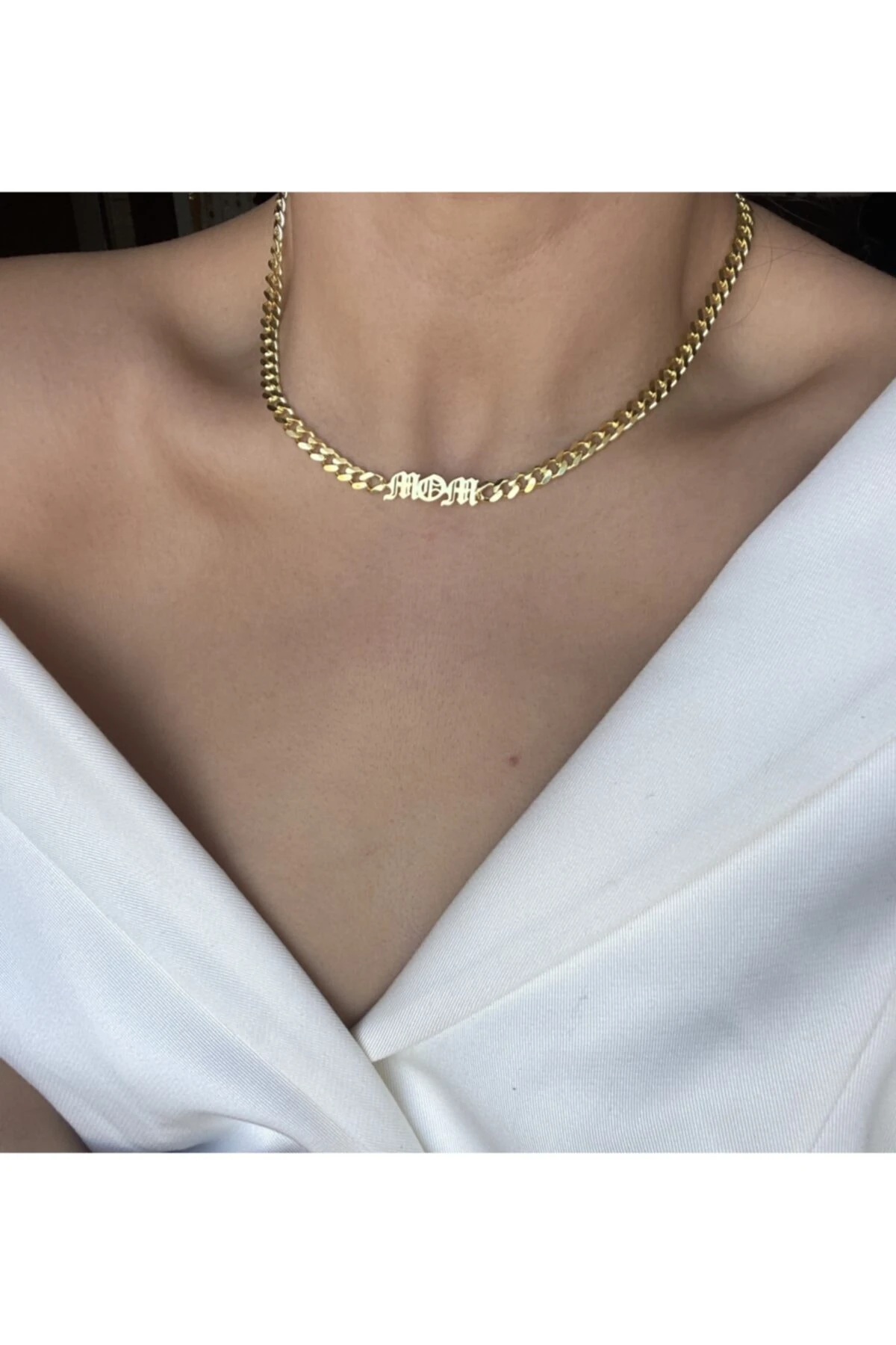 925 Ayar Gümüş Mom Yazılı Kolye