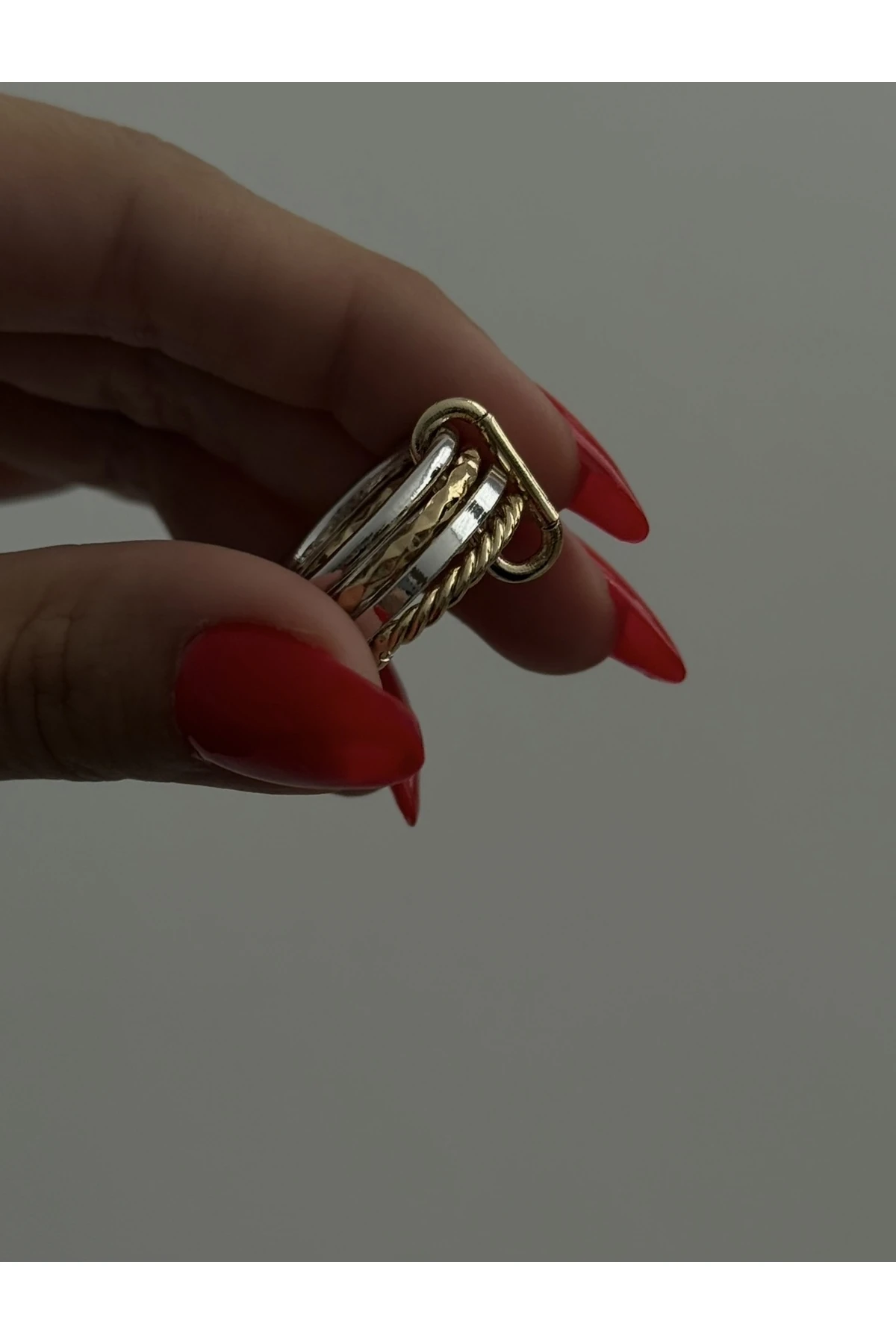 Çelik İthal Çift Renk 4lü Yüzük