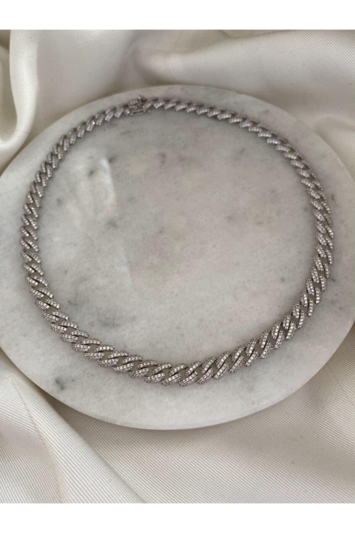 925 Ayar Gümüş Taşlı Gurmet Zincir