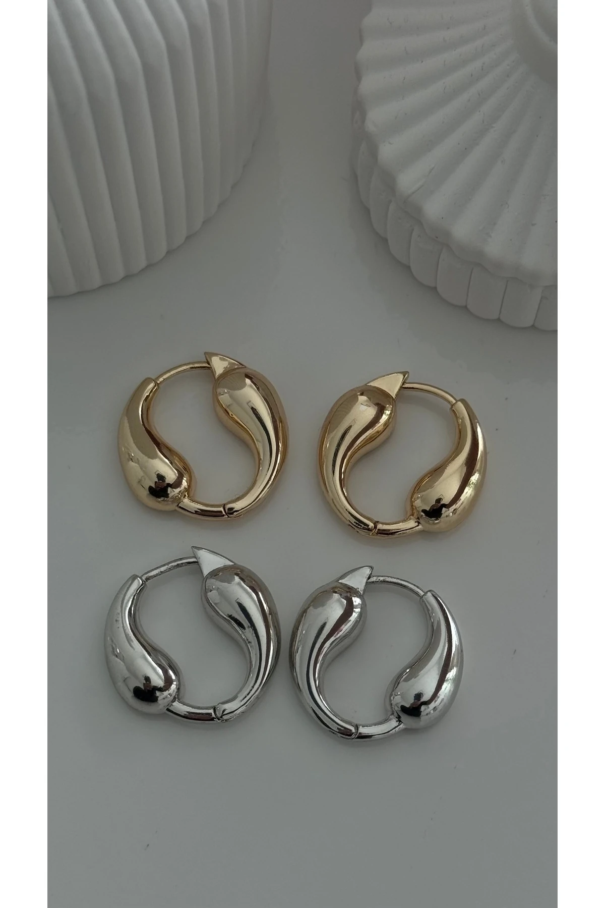 Çelik Ying Yang Küpe