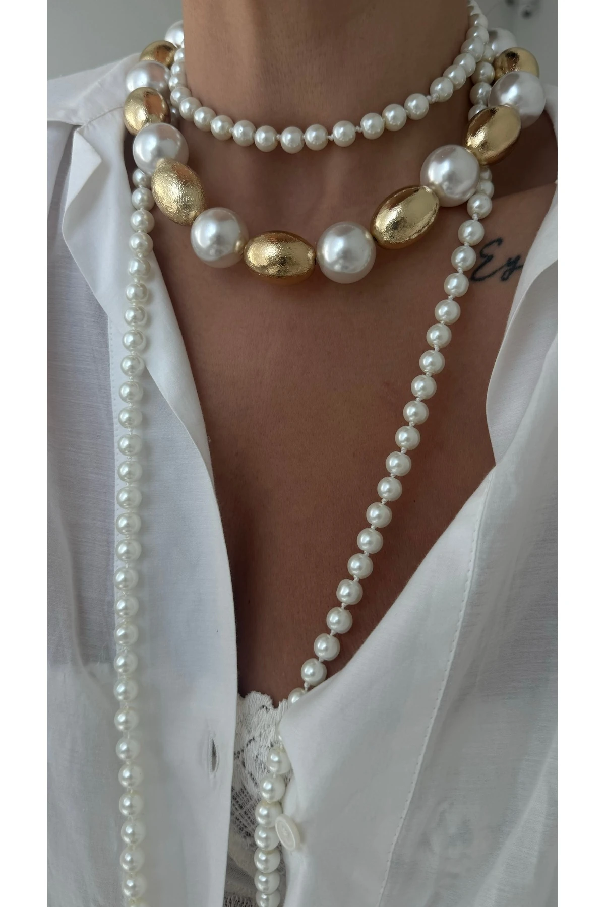 Uzun 1.5 metre İnci Kolye