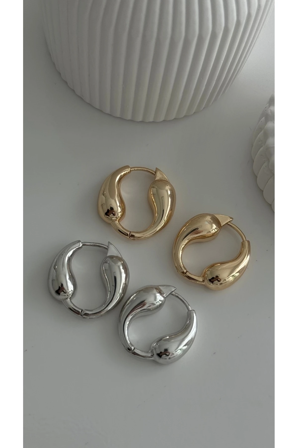 Çelik Ying Yang Küpe