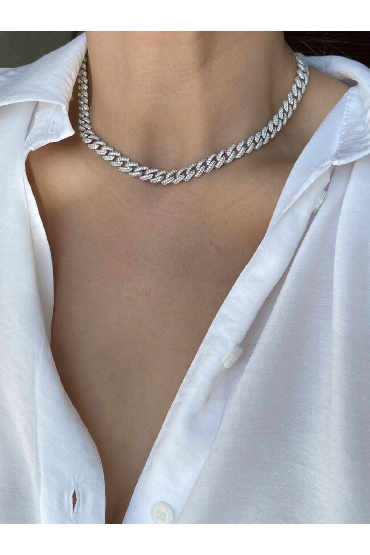 925 Ayar Gümüş Taşlı Gurmet Zincir