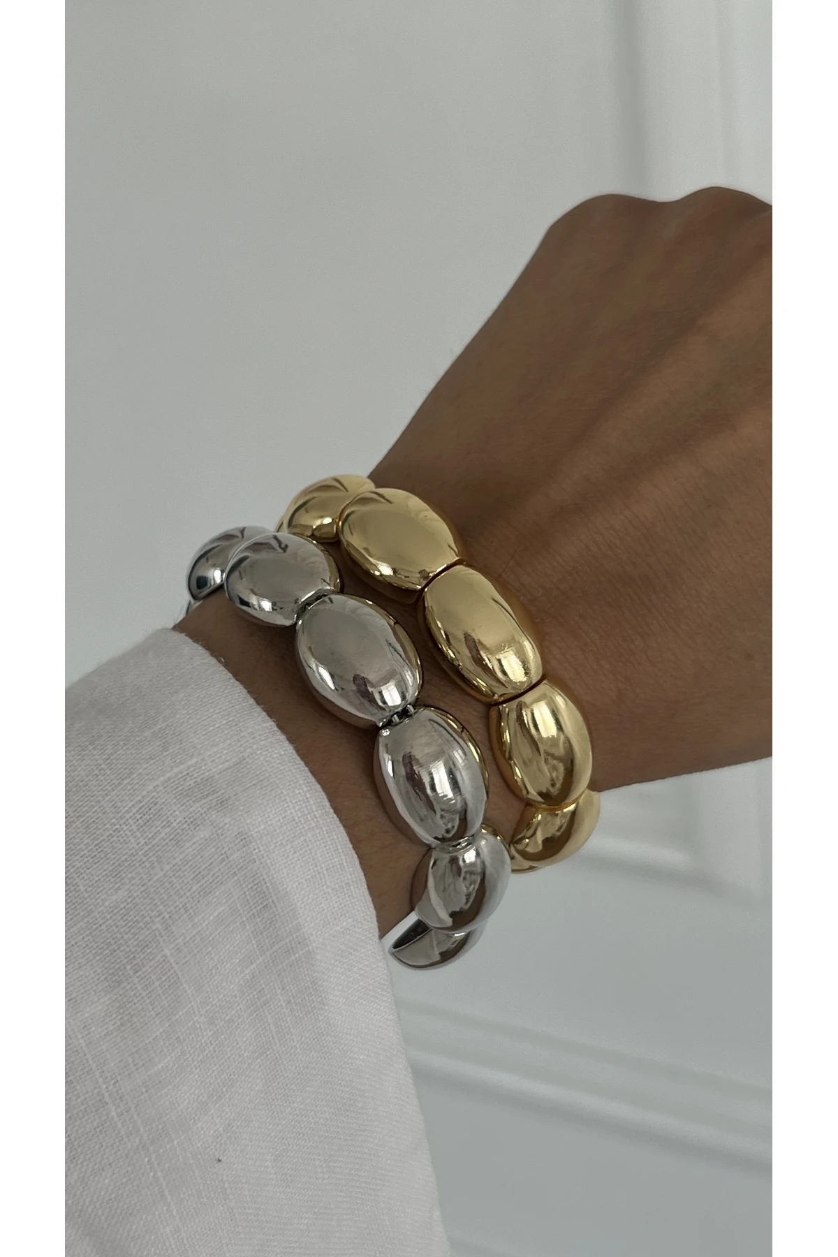 İthal Gold Özel Tasarım Çelik Boğum Bileklik