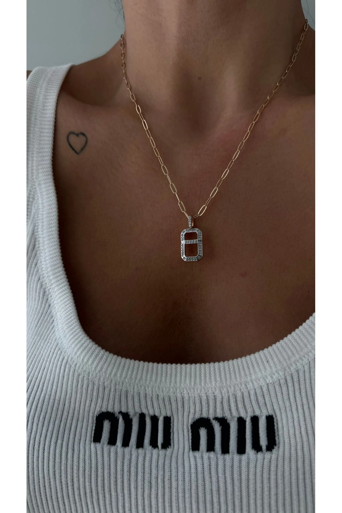 Çelik Monogram Kolye