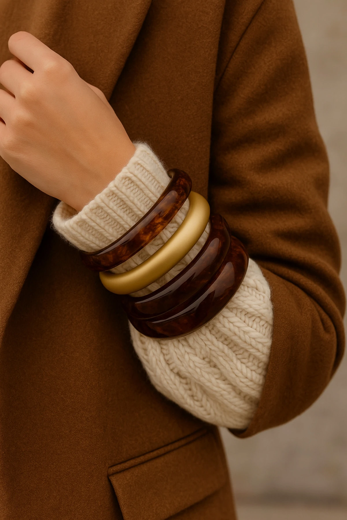 Kahve Kemik Bileklik Seti