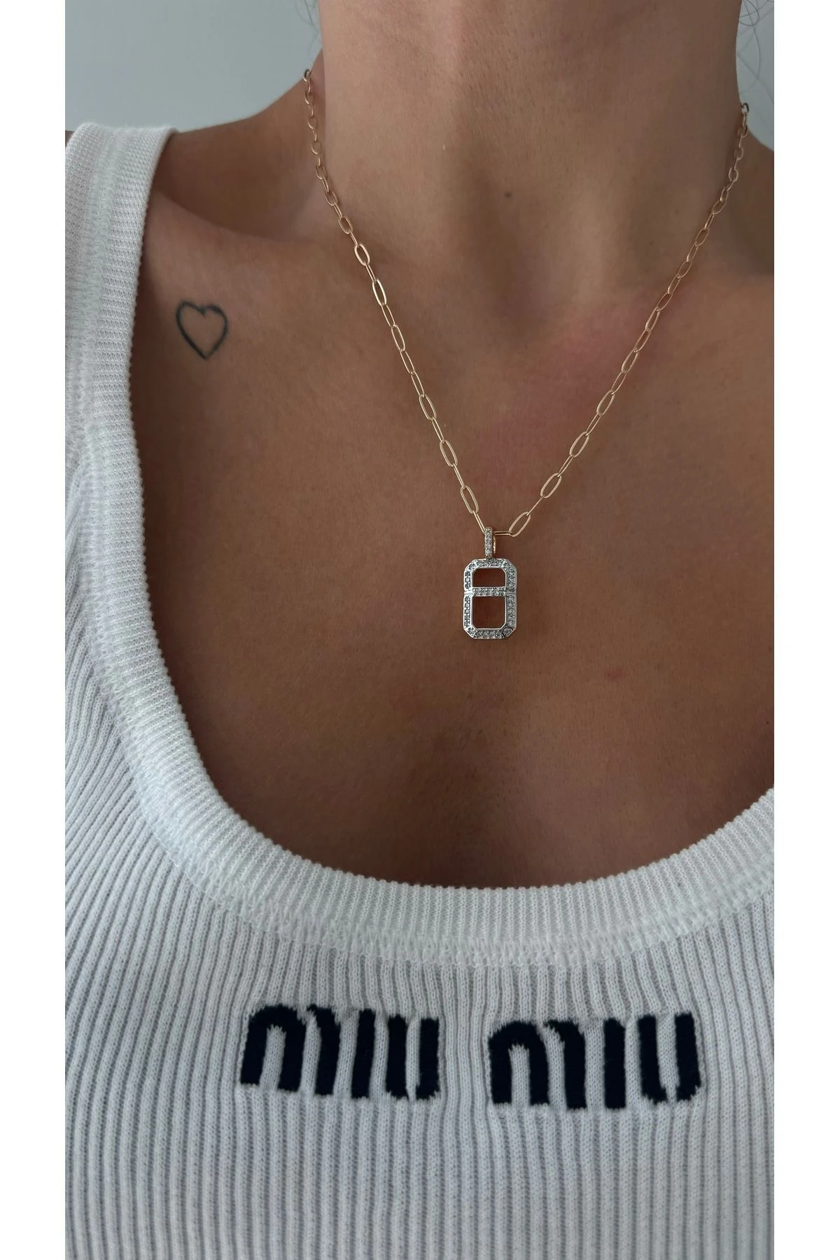 Çelik Monogram Kolye