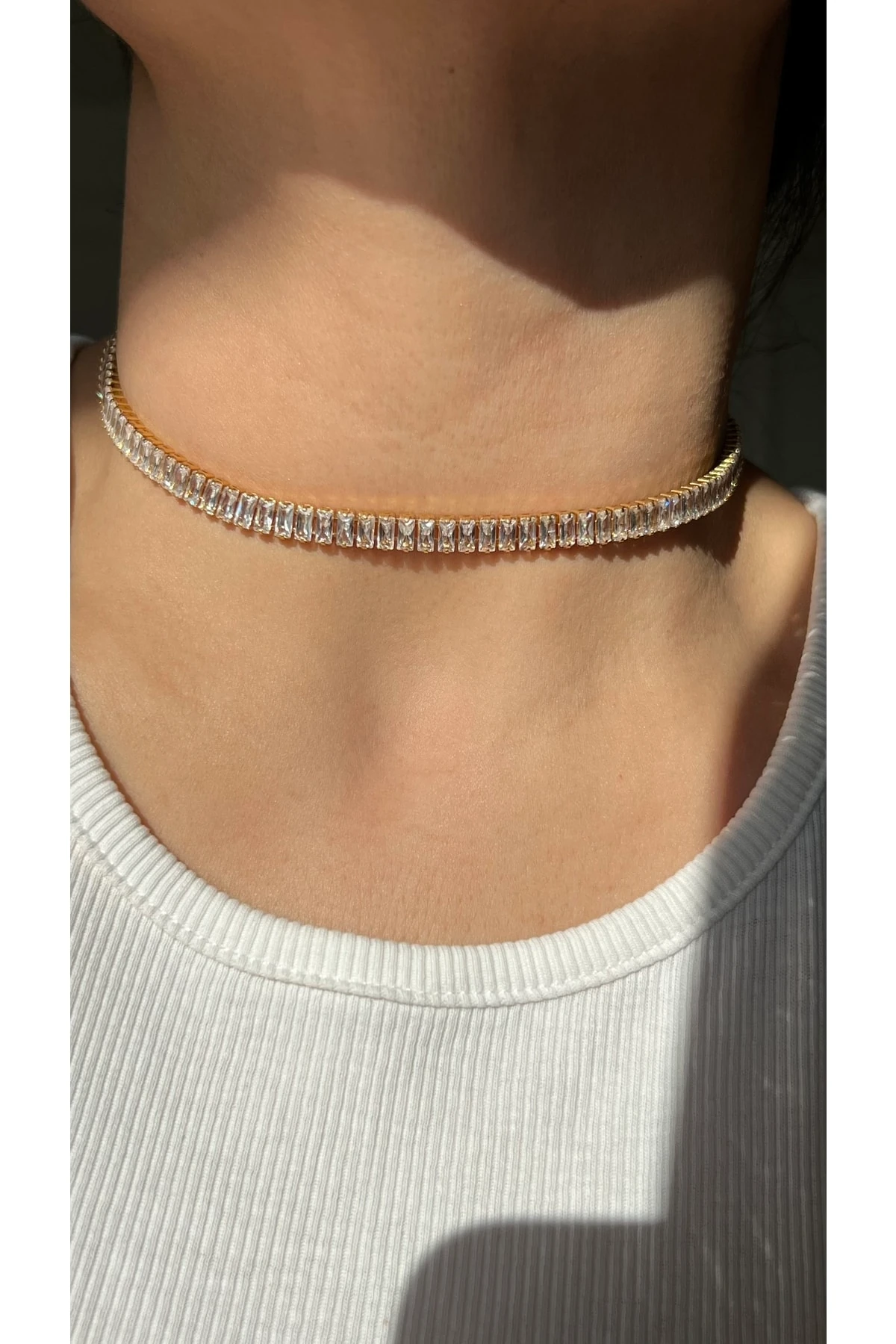 Altın Kaplama Baget Taşlı Choker