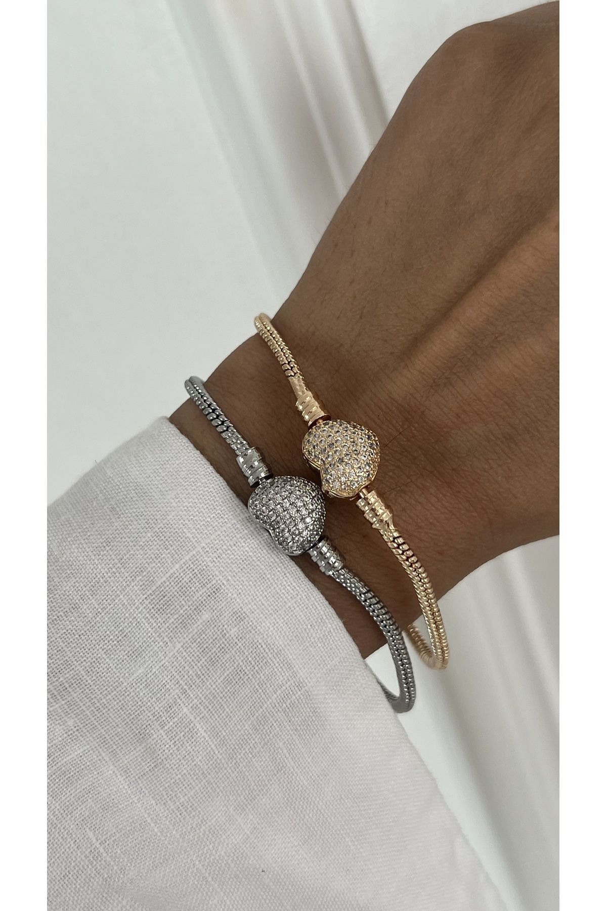 Çelik Silver Kalp Bileklik