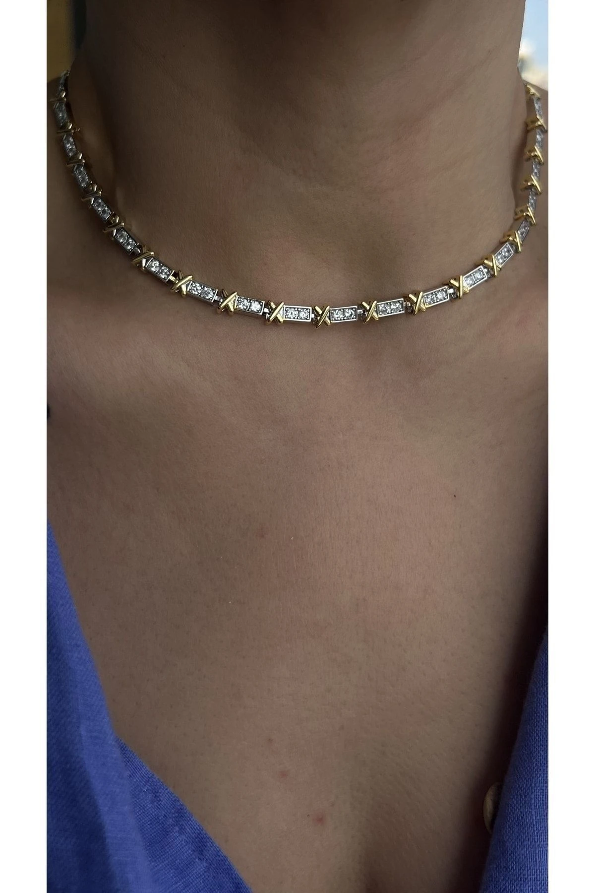 Çelik Tiffany X Kolye