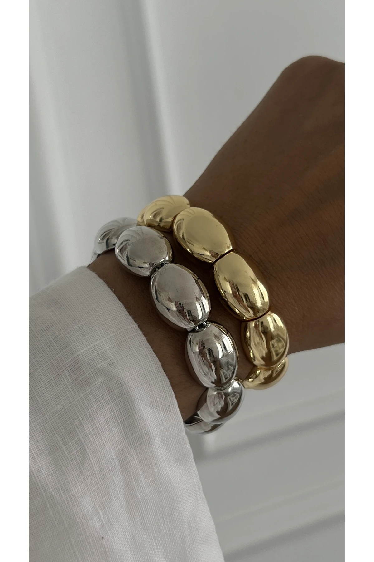 İthal Gold Özel Tasarım Çelik Boğum Bileklik