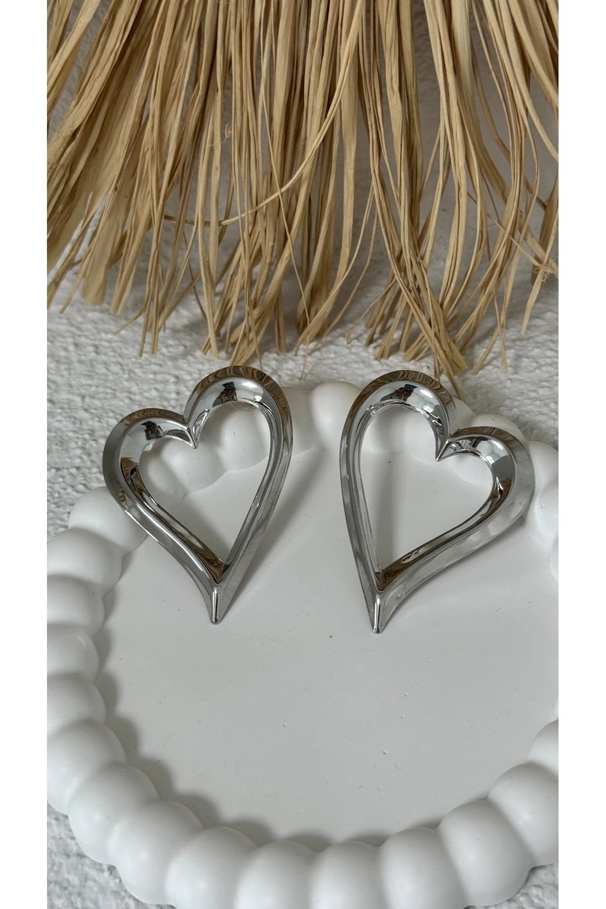 Silver Büyük Kalp Küpe