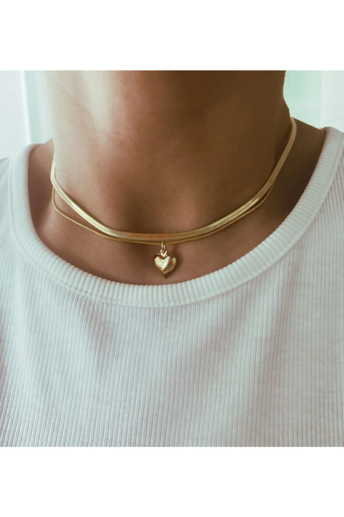 Bombeli Kalp italyan Zincir Set